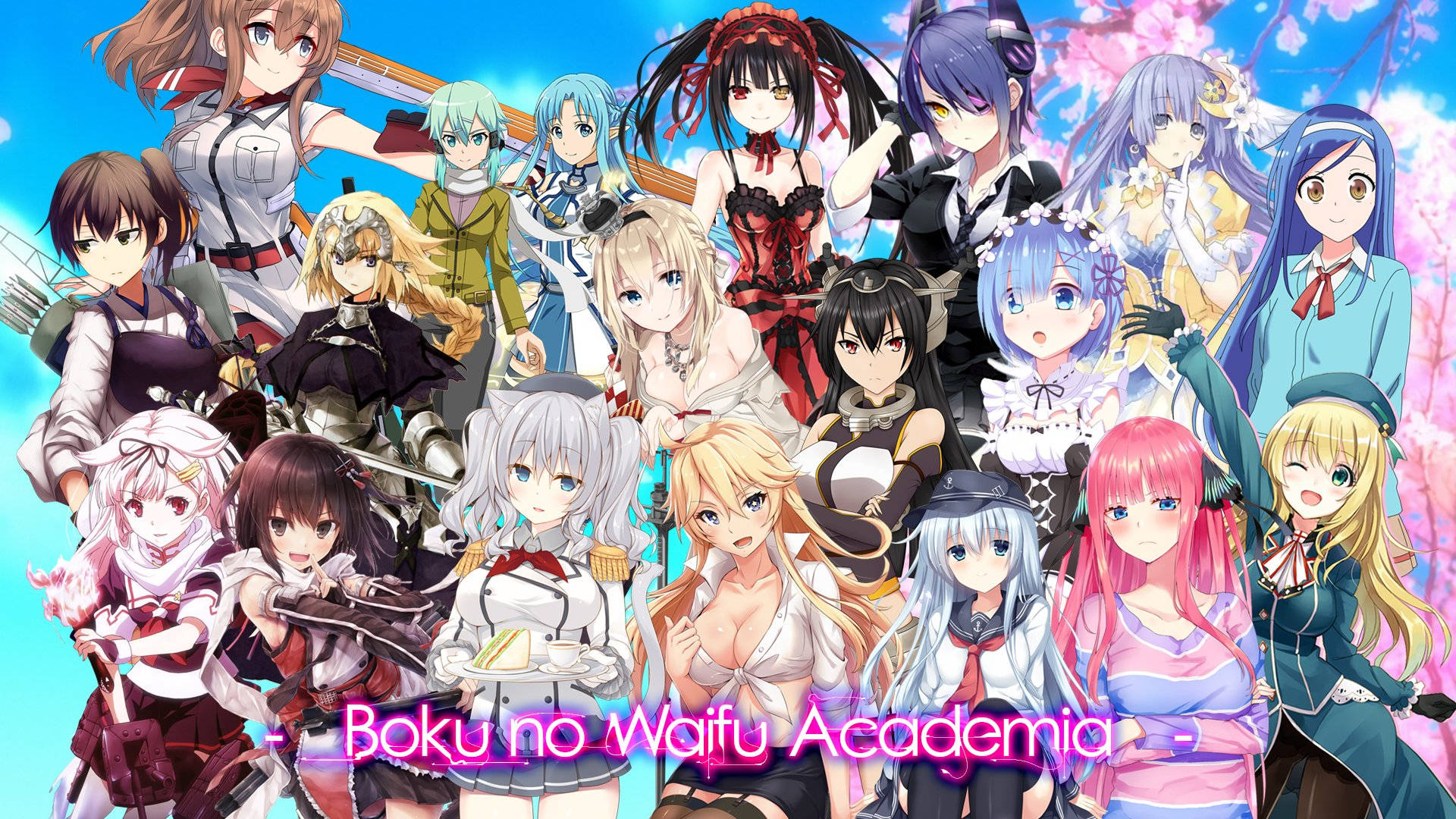 Waifu, anime collage, diverse female characters, Full HD Desktop Wallpaper