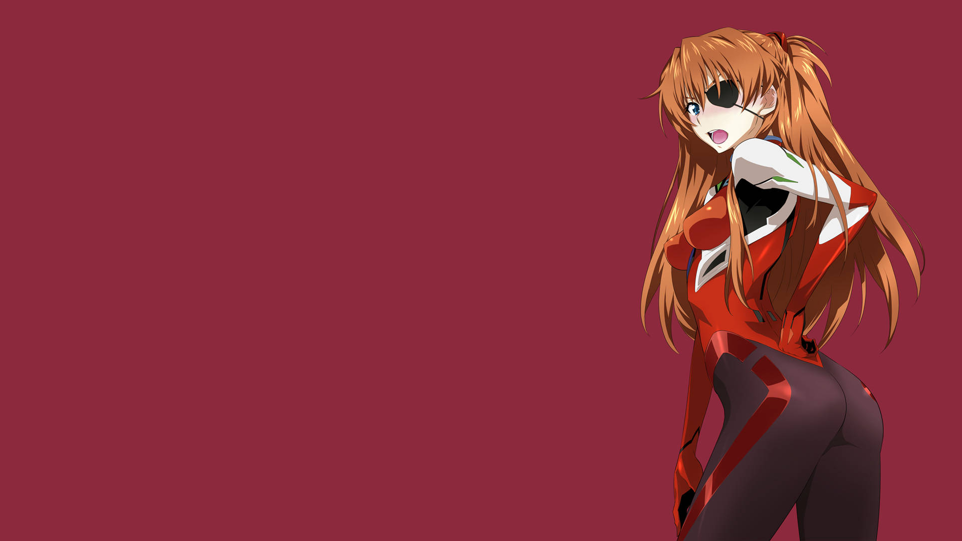 waifu, orange hair, eye patch, Full HD Desktop Wallpaper