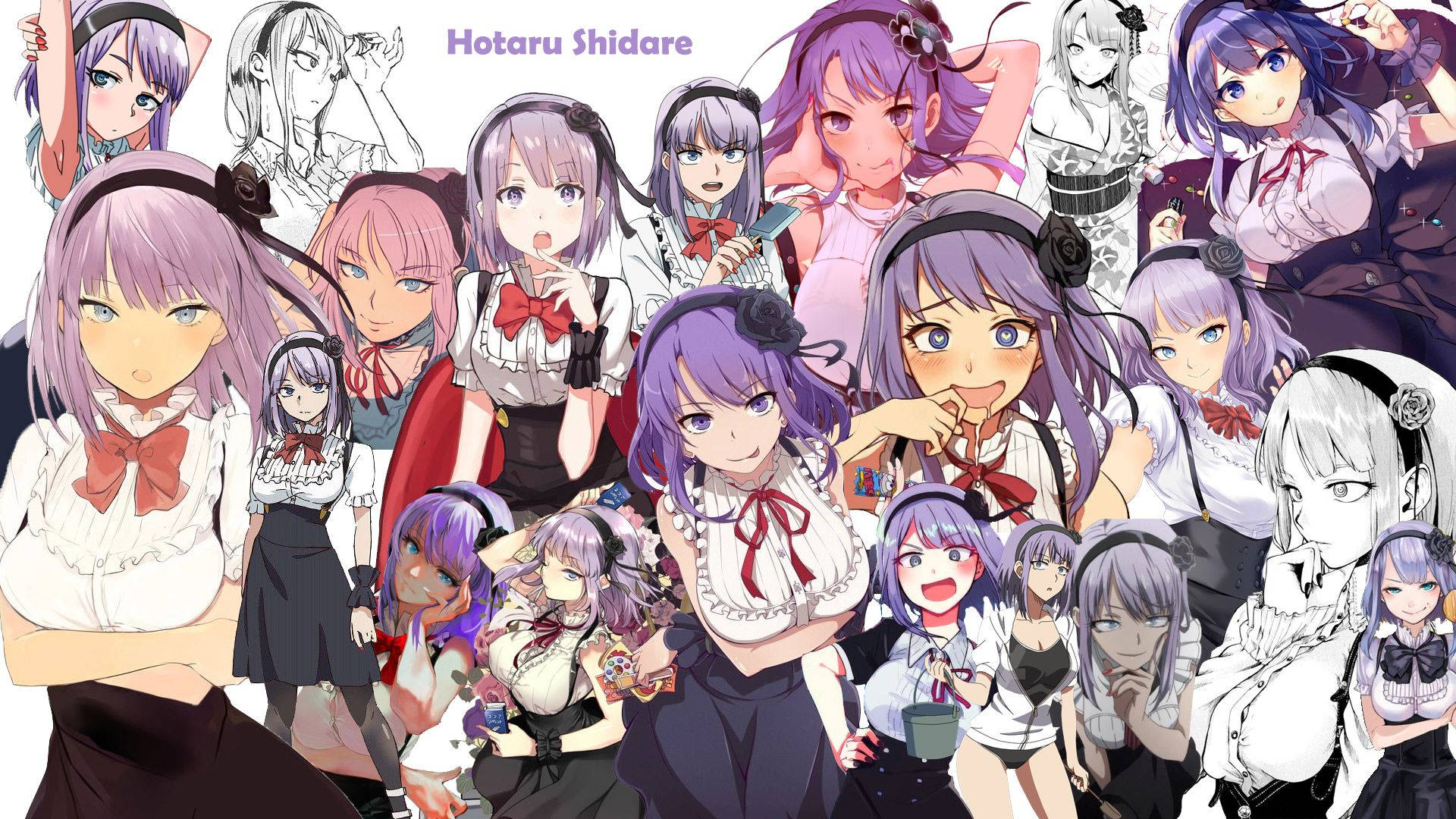 Waifu, purple hair, school uniforms, Full HD Desktop Wallpaper
