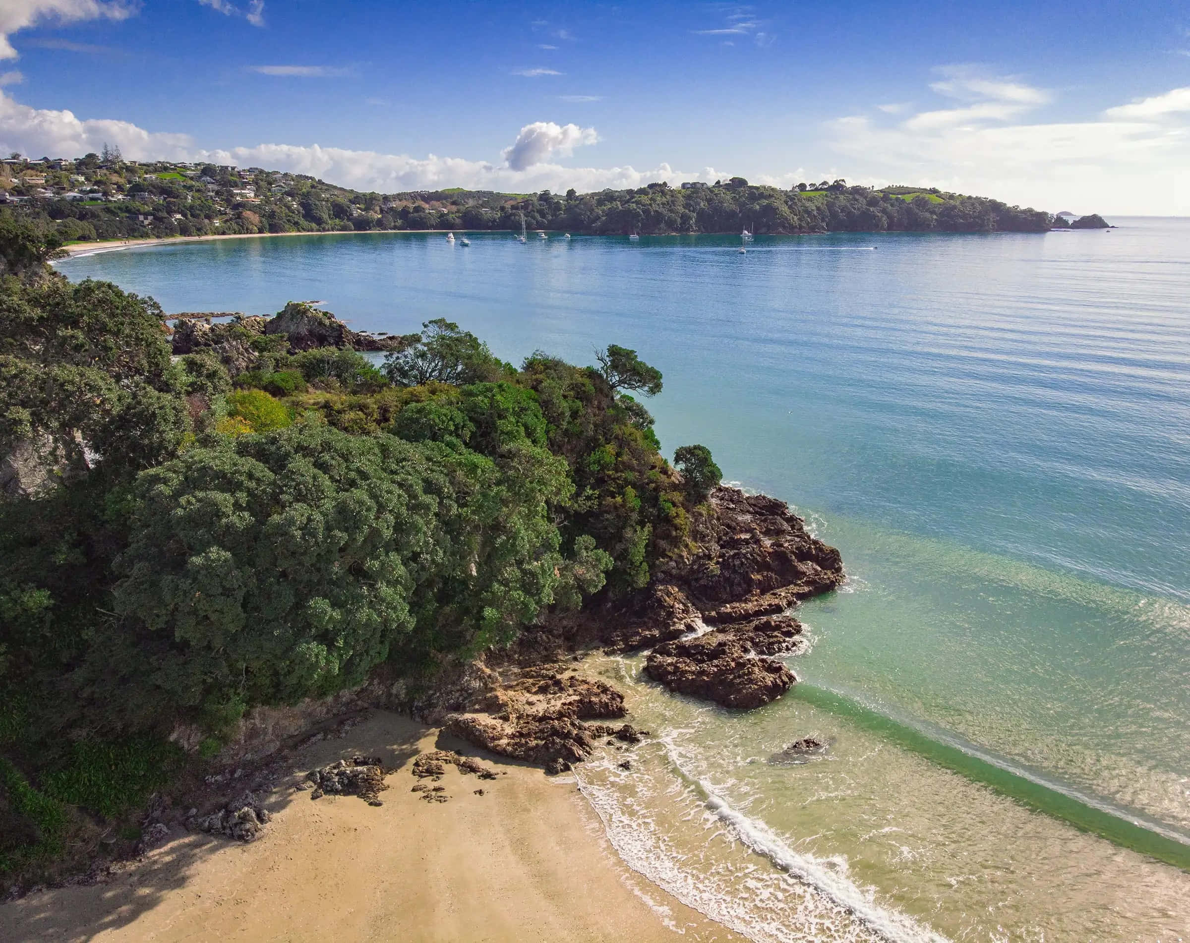 Waiheke Island, turquoise waters, gentle waves, Full HD Desktop Wallpaper