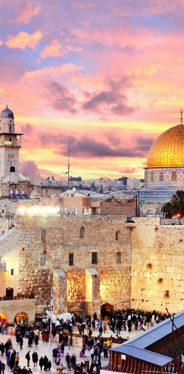 Wailing Wall, golden dome, ancient stone walls, HD Phone Wallpaper