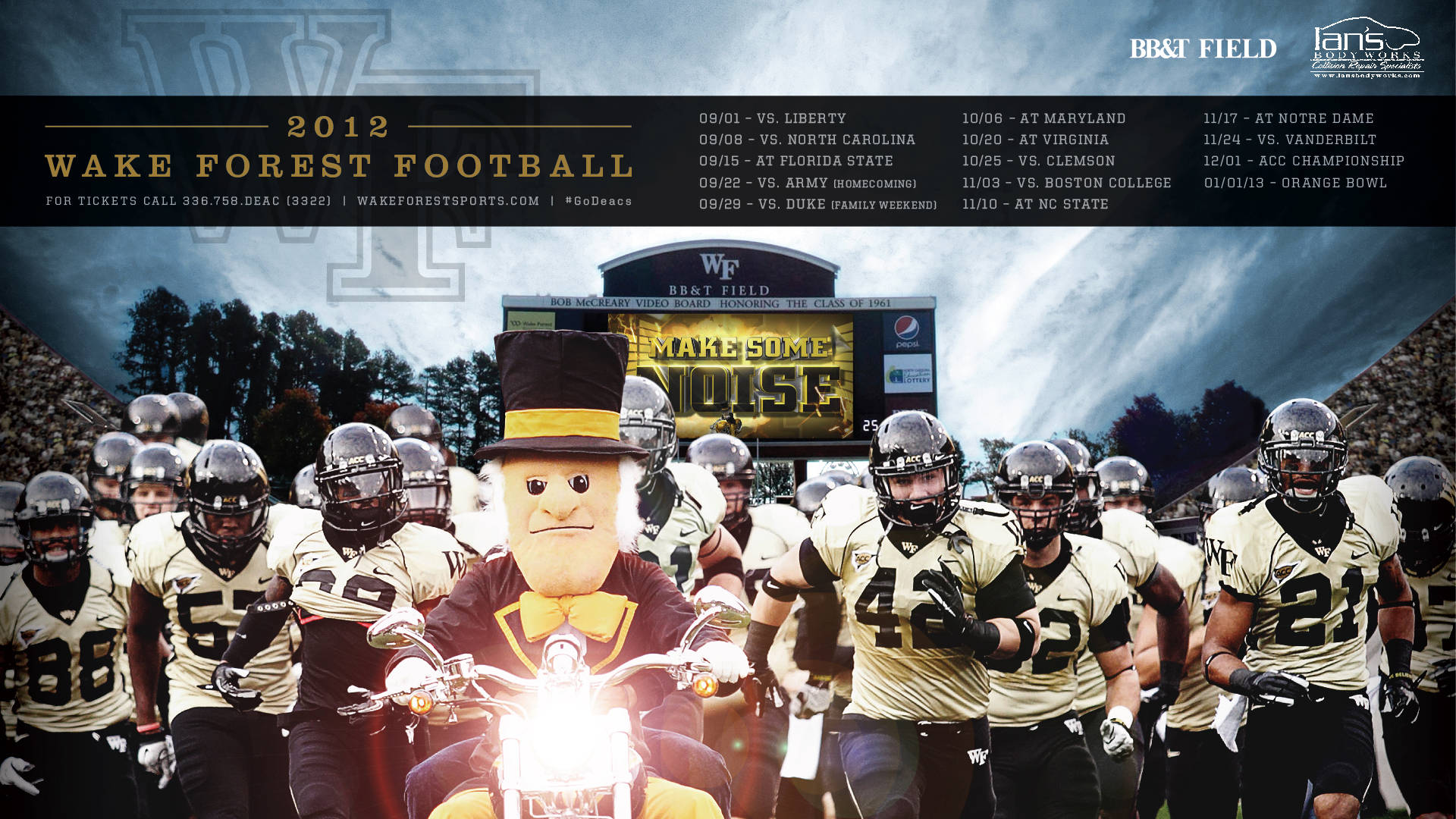 Wake Forest University, football team, gold uniforms, Full HD Desktop Wallpaper