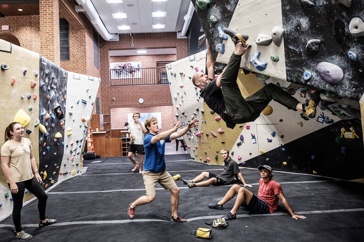 Wake Forest University, indoor rock wall, climber, SD Desktop Wallpaper