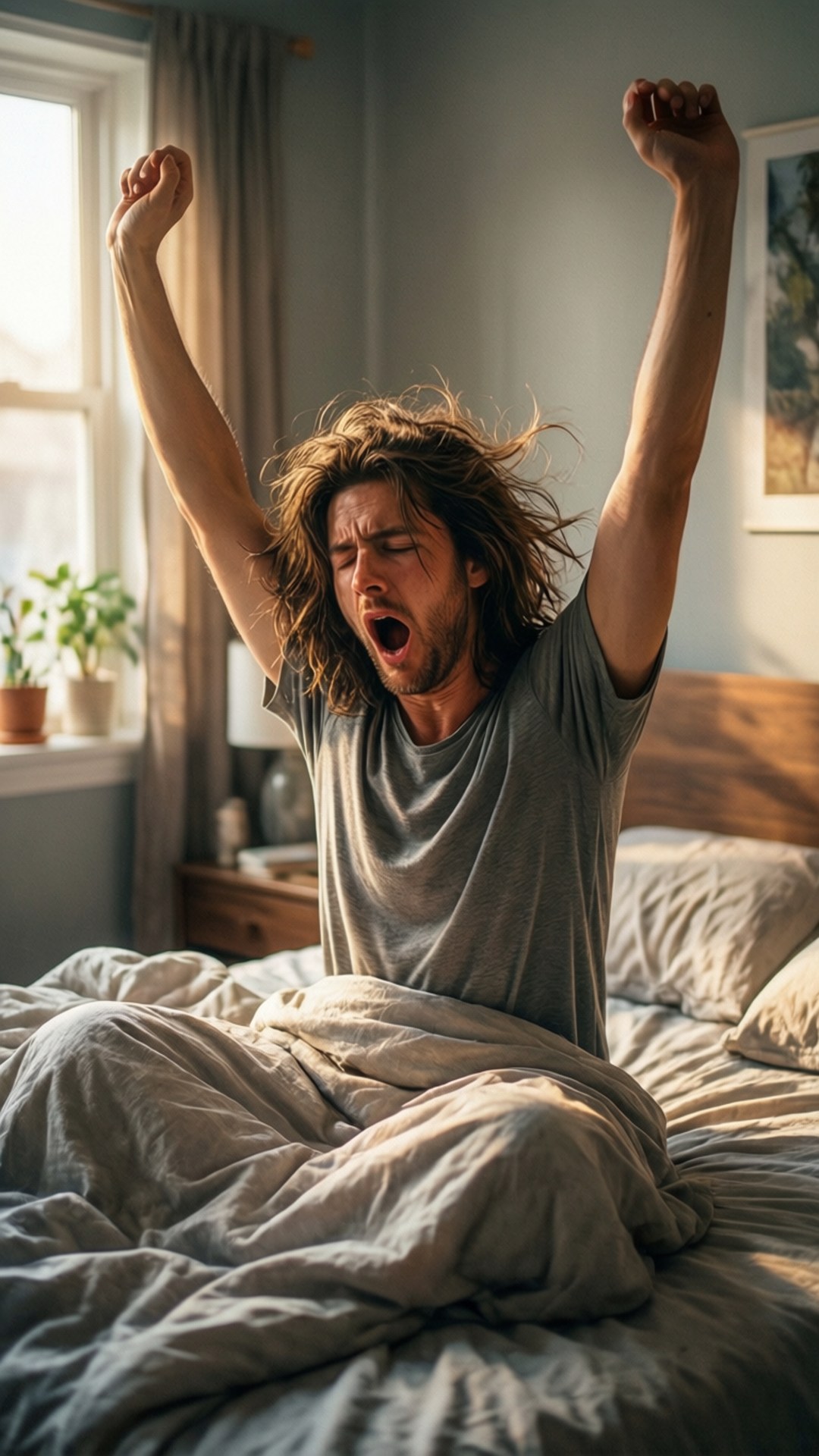 Morning Stretch, waking up, stretching, Full HD Phone Wallpaper