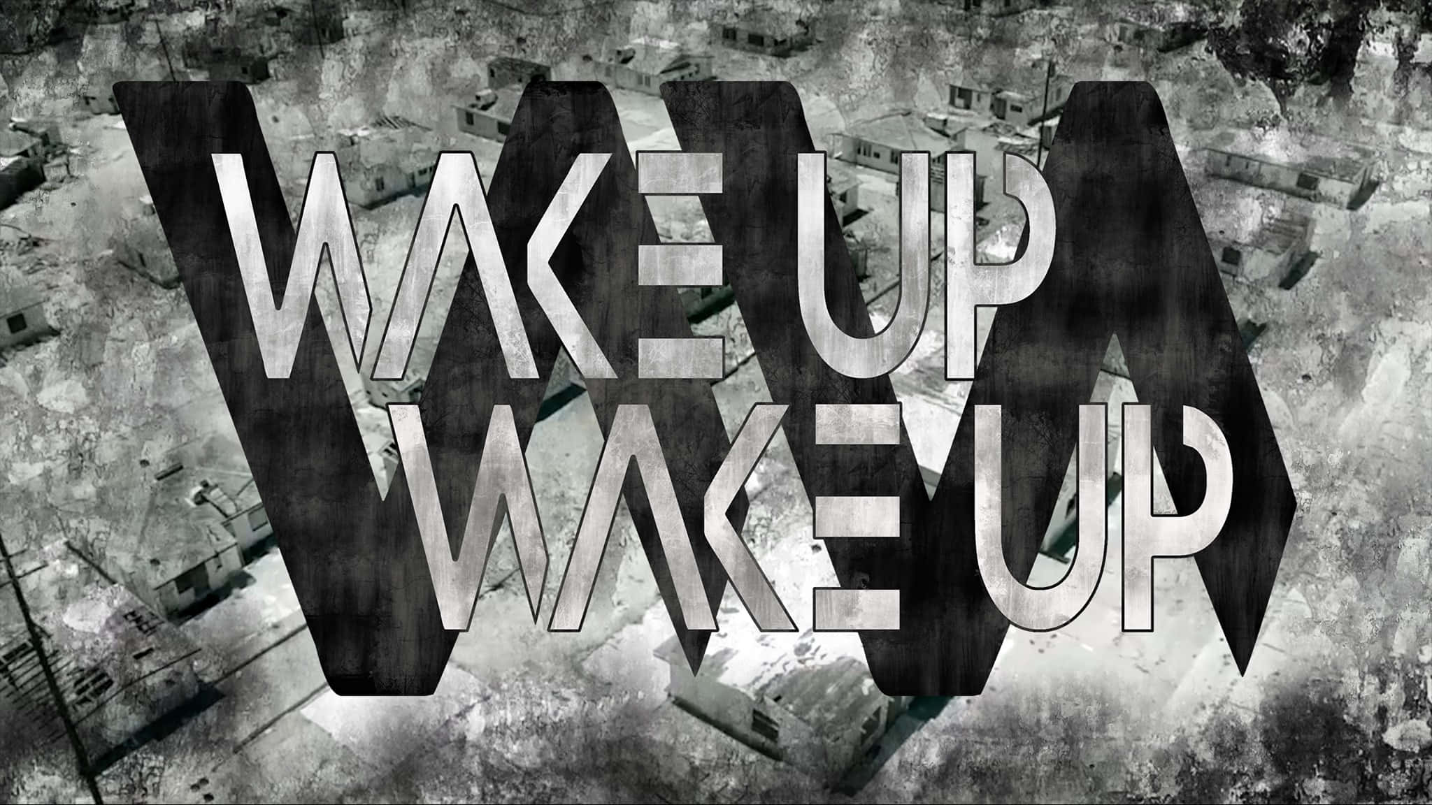 WAKE UP, metallic, gritty aerial view, Full HD Desktop Wallpaper