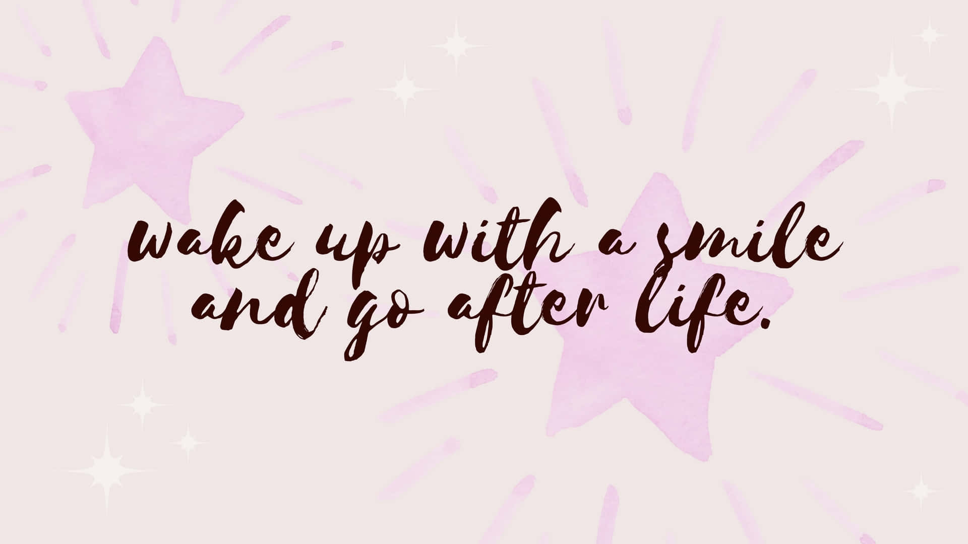 soft pink background, watercolor stars, wake up with a smile, Full HD Desktop Wallpaper