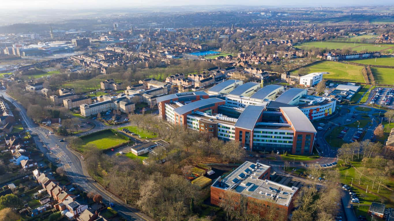 Wakefield United Kingdom, aerial view, modern university buildings, HD Desktop Wallpaper