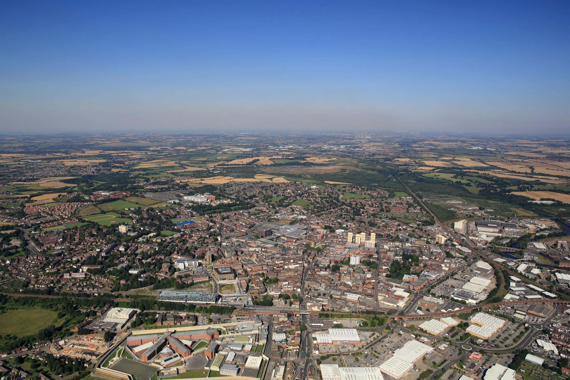 Wakefield United Kingdom, aerial view, golden farmlands, Full HD Desktop Wallpaper