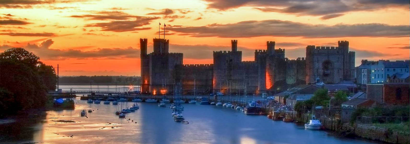 Wales, castle, boats, HD Desktop Wallpaper