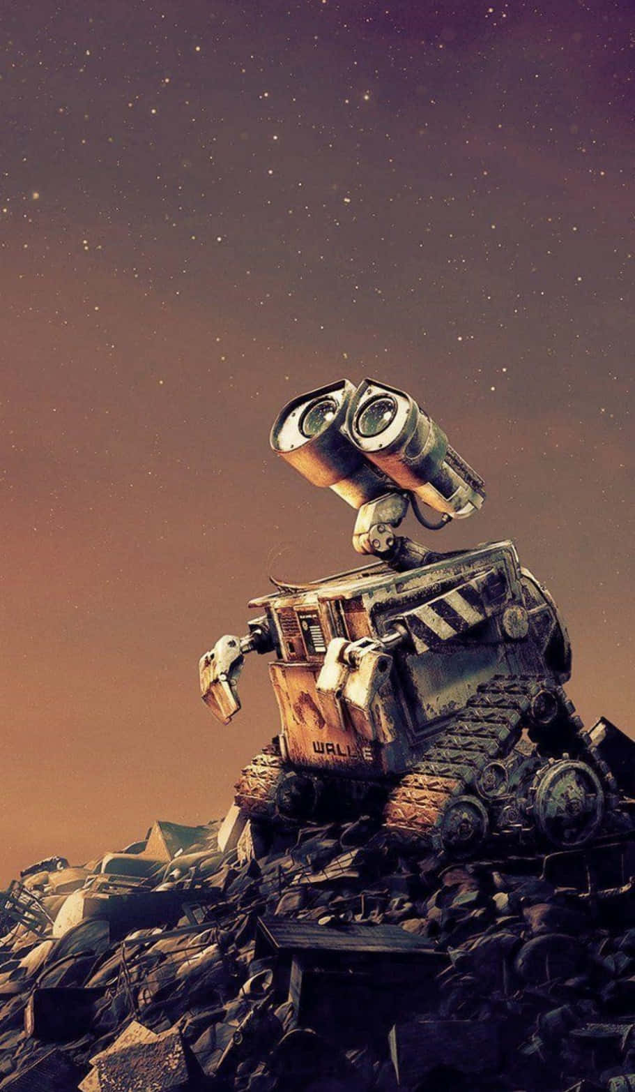 WALL-E, rubble mountain, starry twilight sky, HD Phone Wallpaper