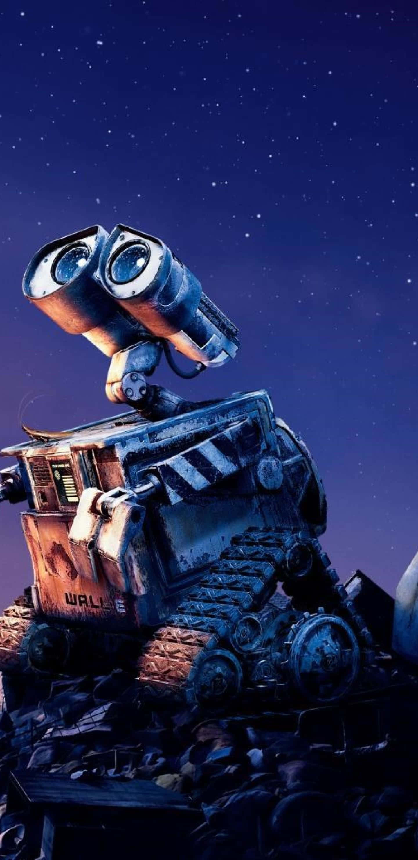 WALL-E, starry night sky, pile of trash, 2K Phone Wallpaper