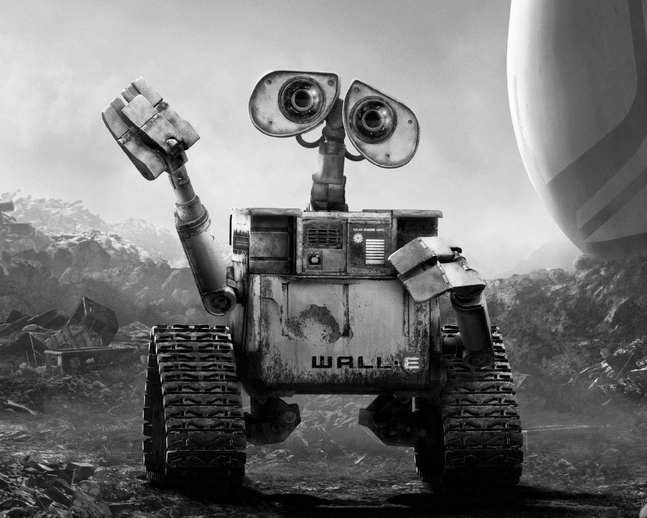 WALL-E, white and black, junkyard, HD Desktop Wallpaper