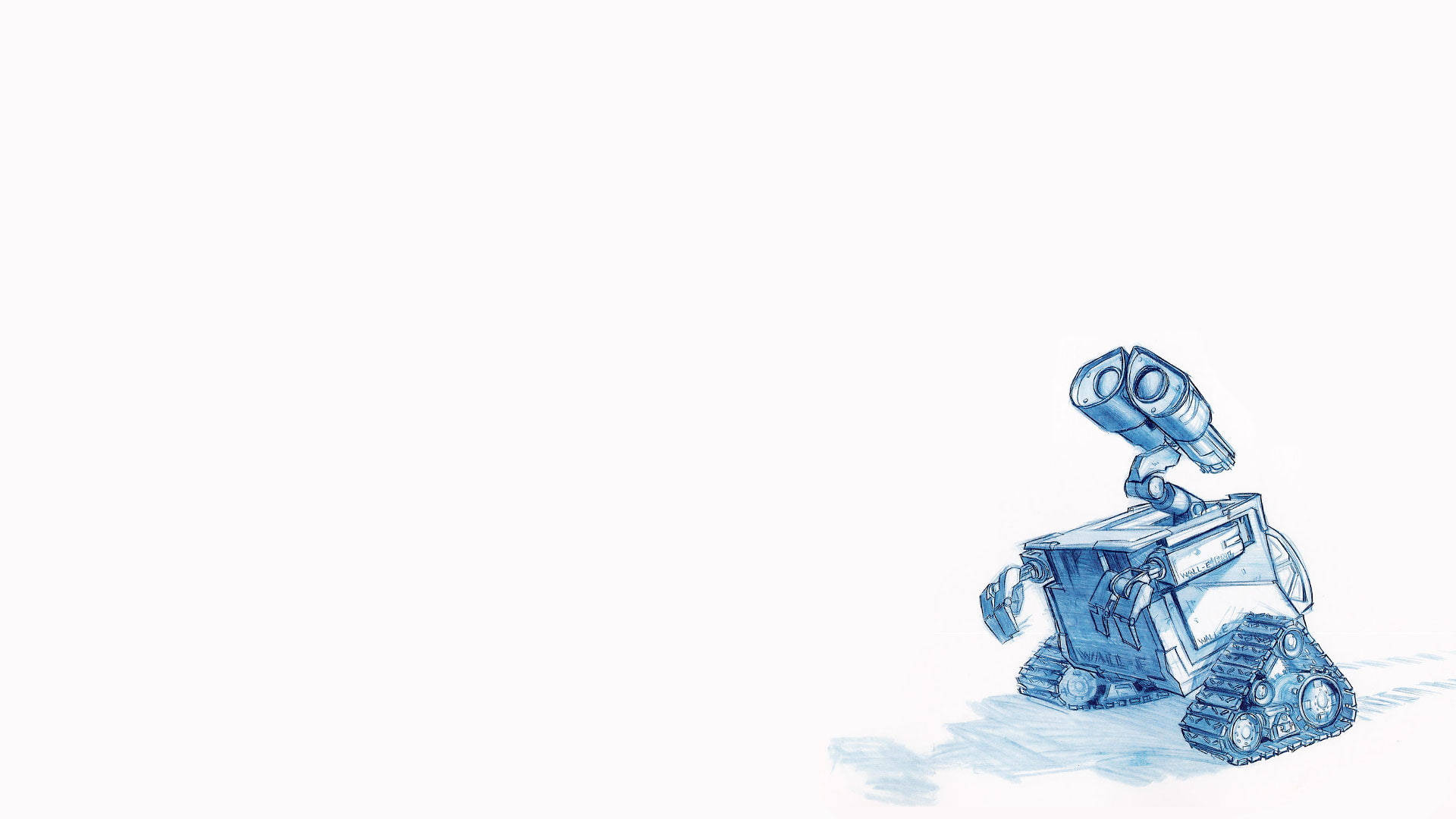 Wall E, blue, sketch-style, Full HD Desktop Wallpaper