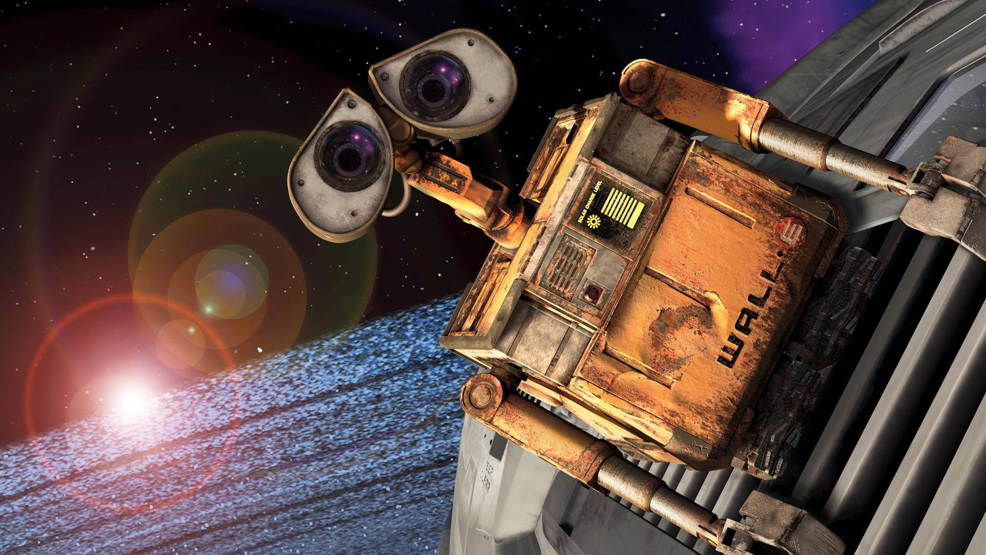 WALL-E, spaceship hull, starry cosmic backdrop, Full HD Desktop Wallpaper