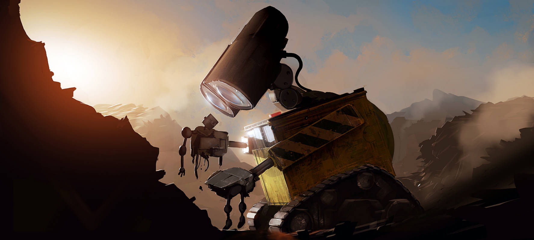 WALL-E, sunet, broken landscape, HD Desktop Wallpaper