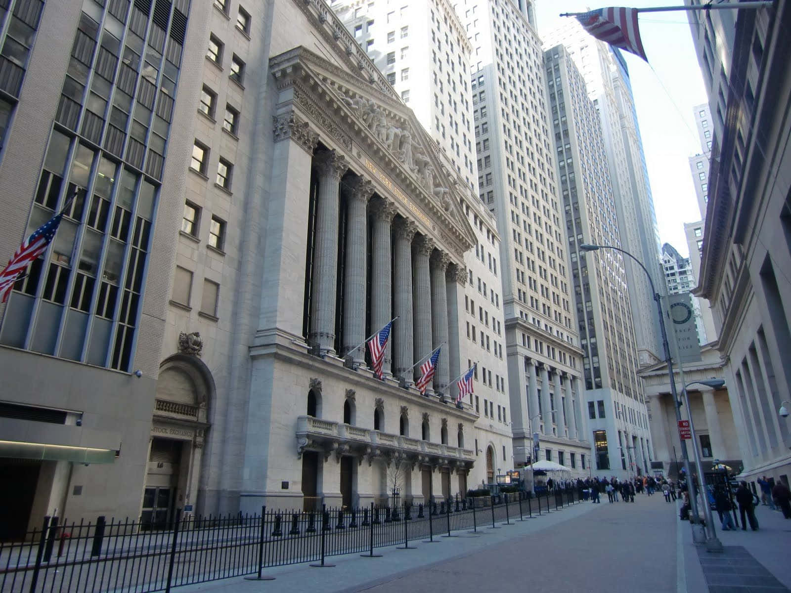 Wall Street, neoclassical building, tall columns, HD Desktop Wallpaper