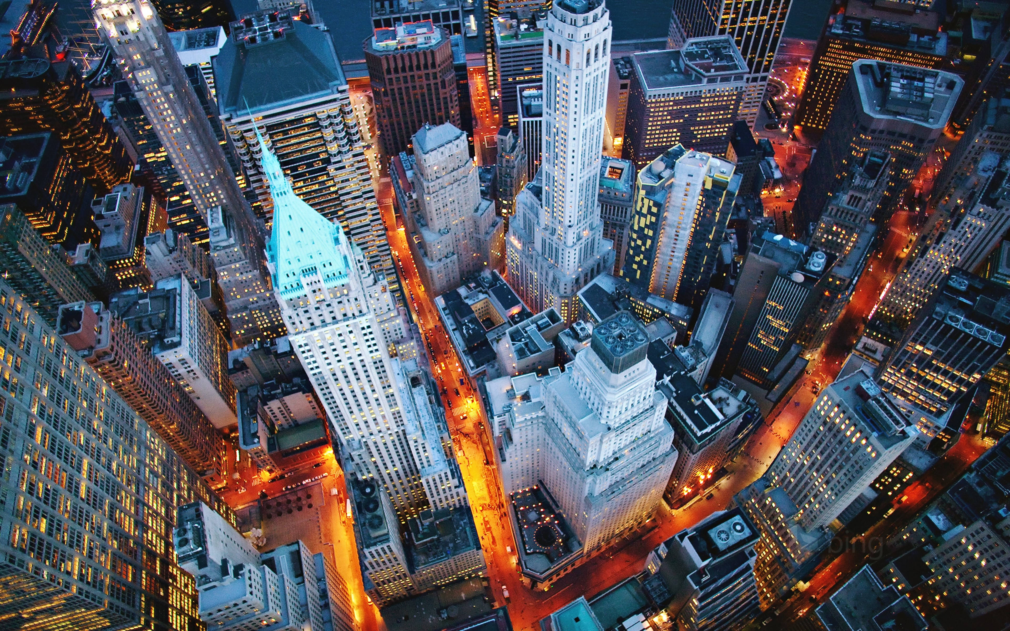 Wall Street, cityscape, dusk, 4K Desktop Wallpaper
