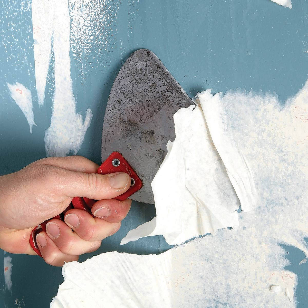 red-handled scraper, white wallpaper, blue painted wall, SD Desktop Wallpaper