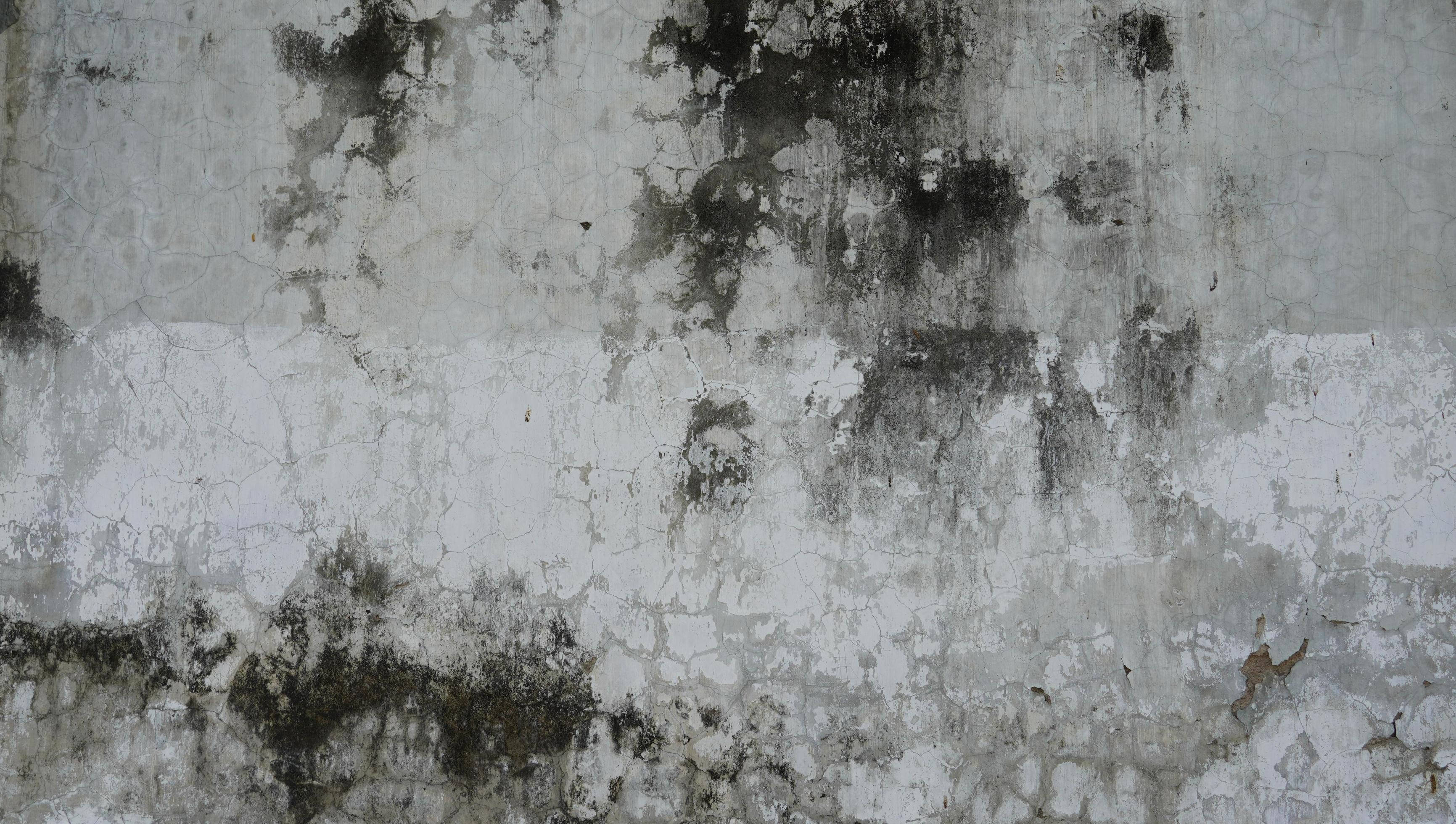 dirty wall texture concrete, cracked white paint, dark stains, 2K Desktop Wallpaper