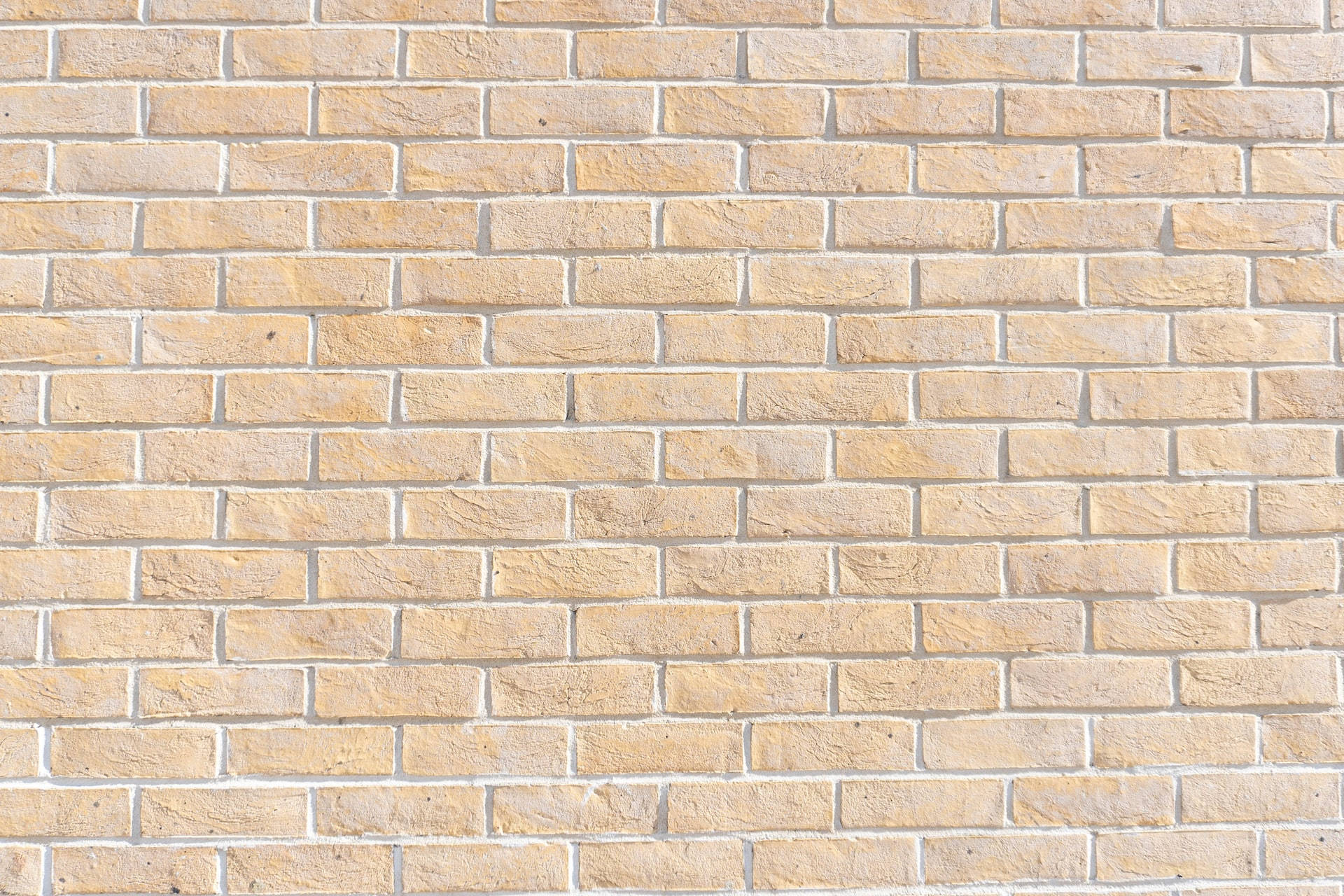 yellowish brick wall, beige brick wall, textured mortar lines, Full HD Desktop Wallpaper