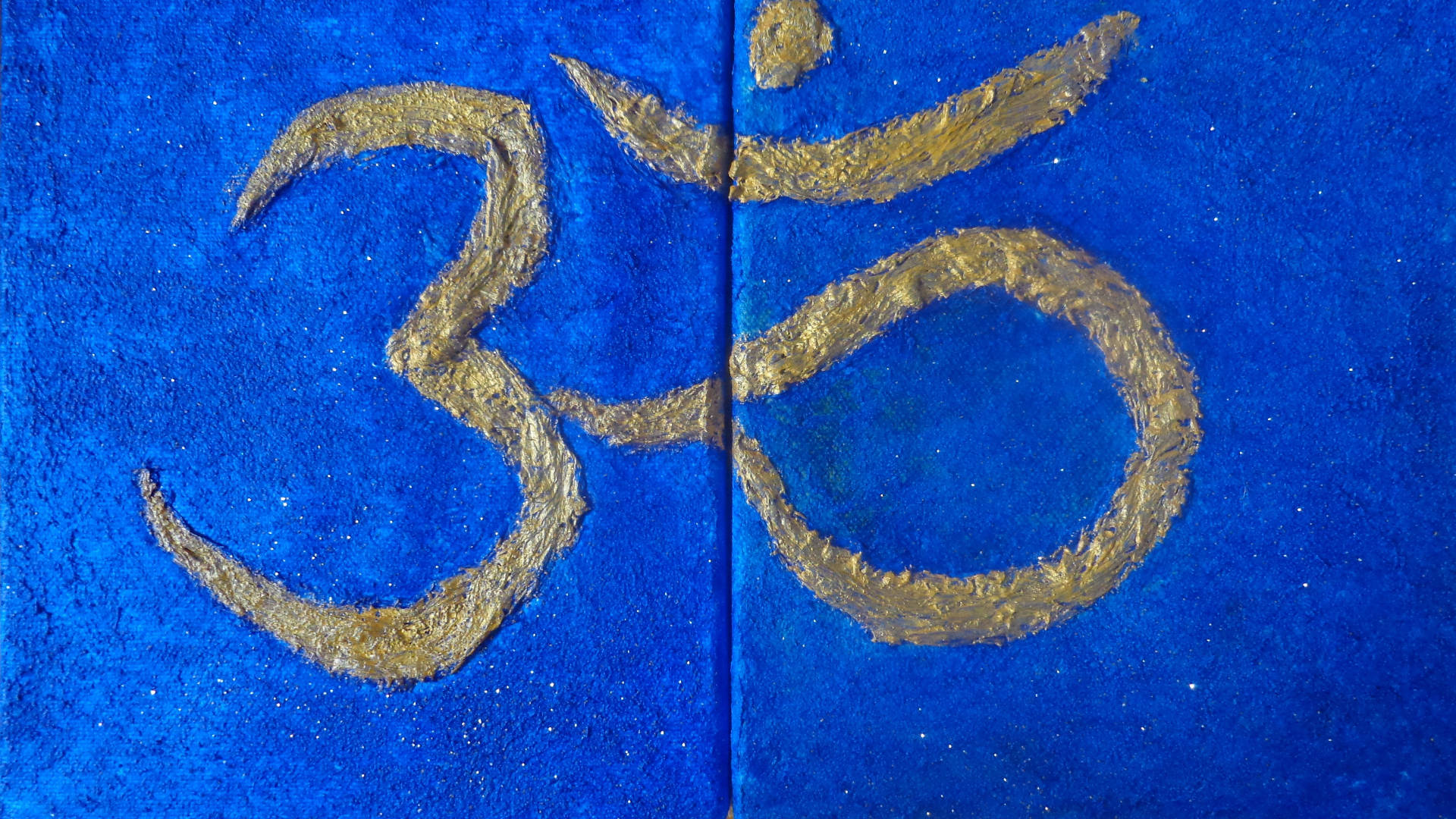Om symbol, golden, deep blue canvas, Full HD Desktop Wallpaper