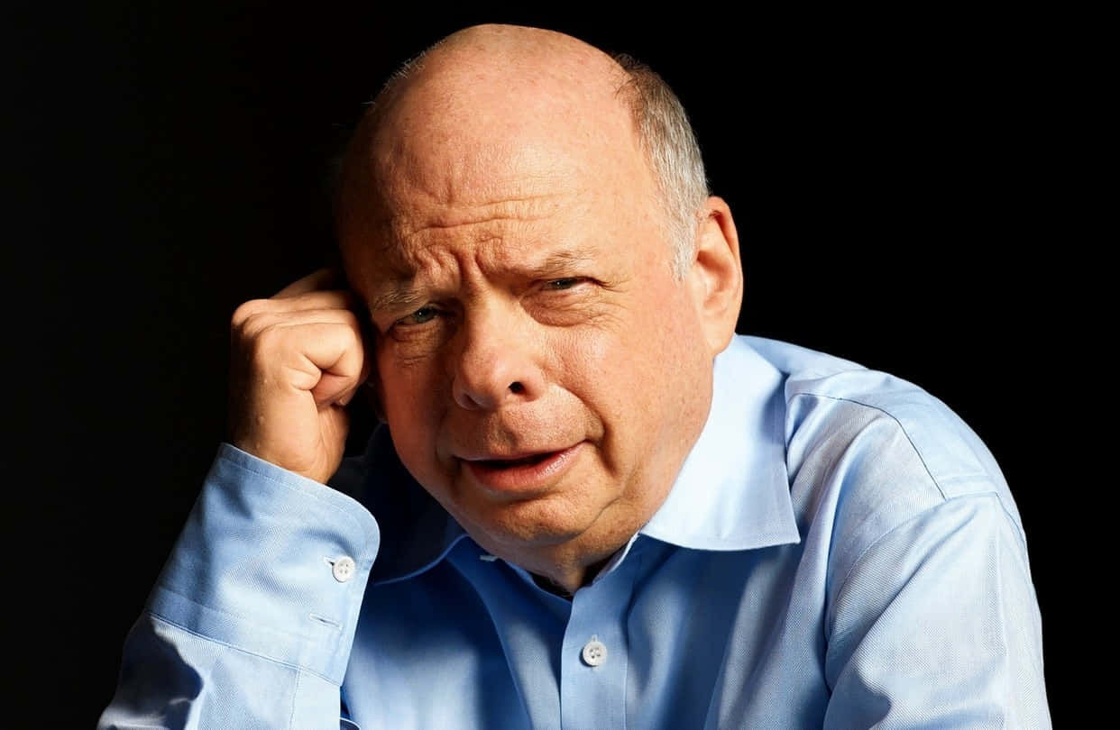 Wallace Shawn, light blue shirt, stark black background, SD Desktop Wallpaper
