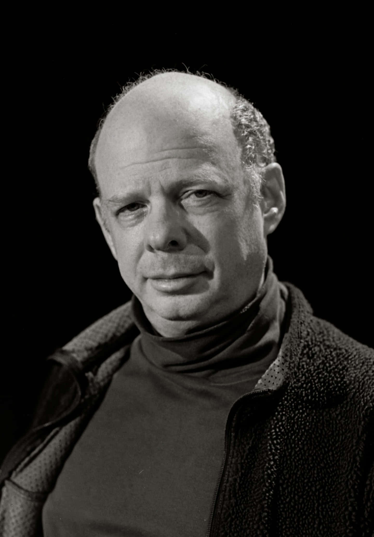 Wallace Shawn, black and white portrait, balding man, Full HD Phone Wallpaper