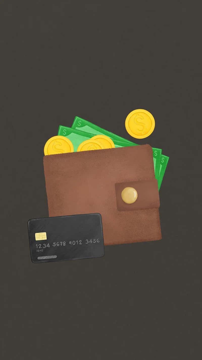 brown leather wallet, green bills, gold coins, HD Phone Wallpaper
