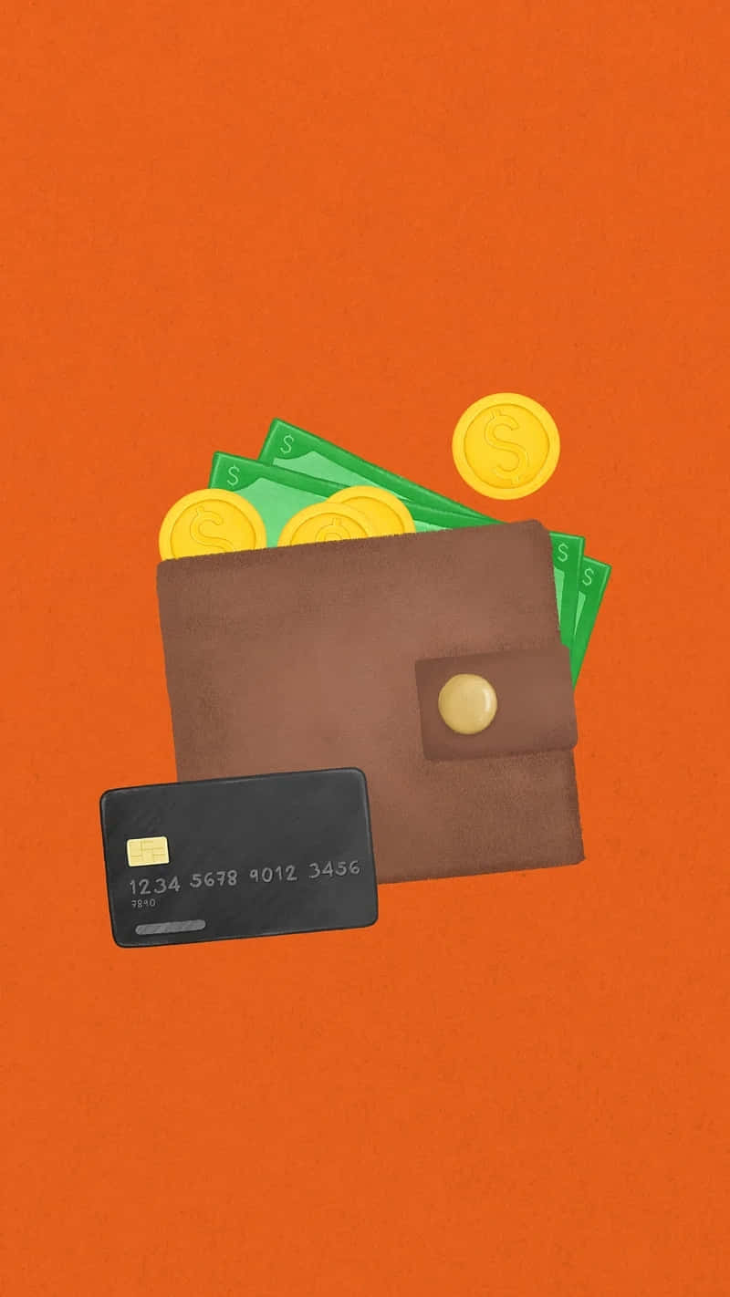brown wallet, green dollar bills, gold coins, HD Phone Wallpaper