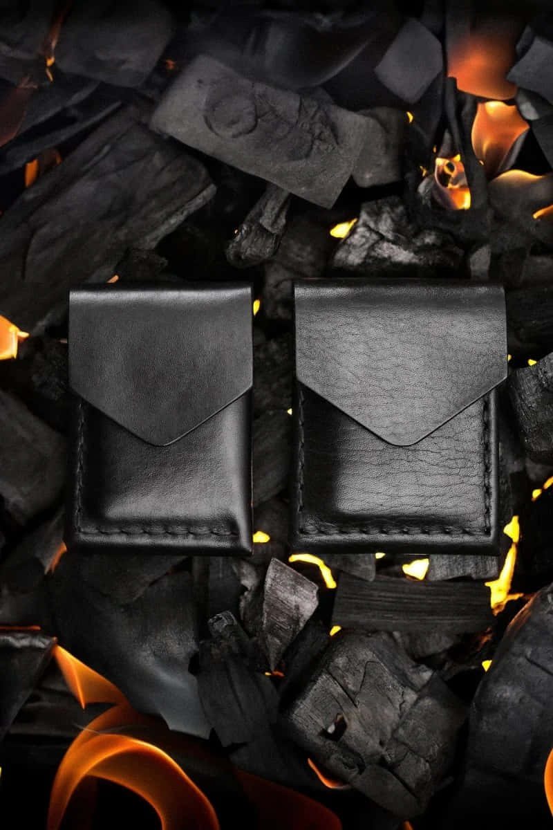leather walletson, charcoal embers, black leather pouches, SD Phone Wallpaper