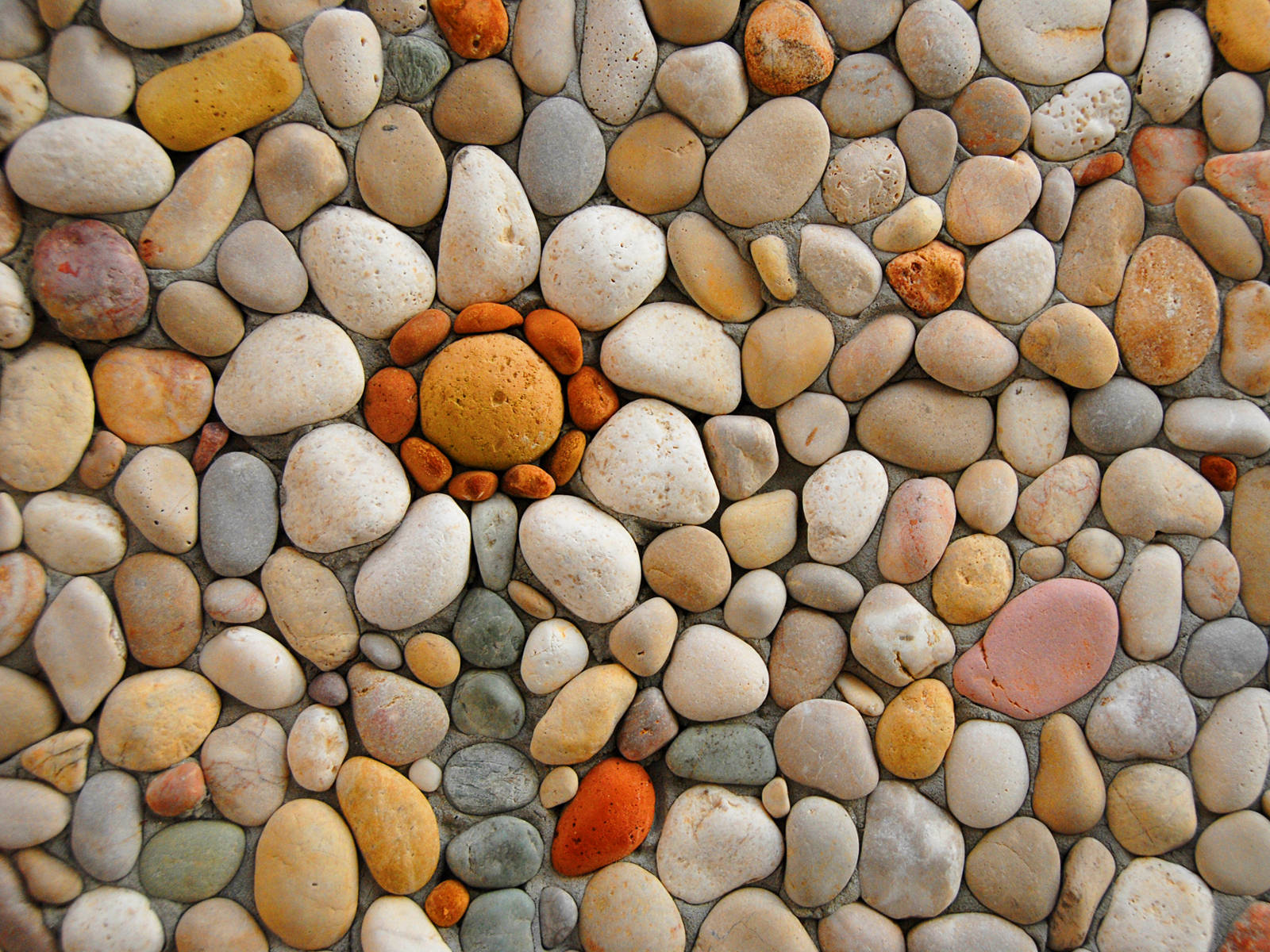 stone flower wall art, pebbles, earthy tones, HD Desktop Wallpaper