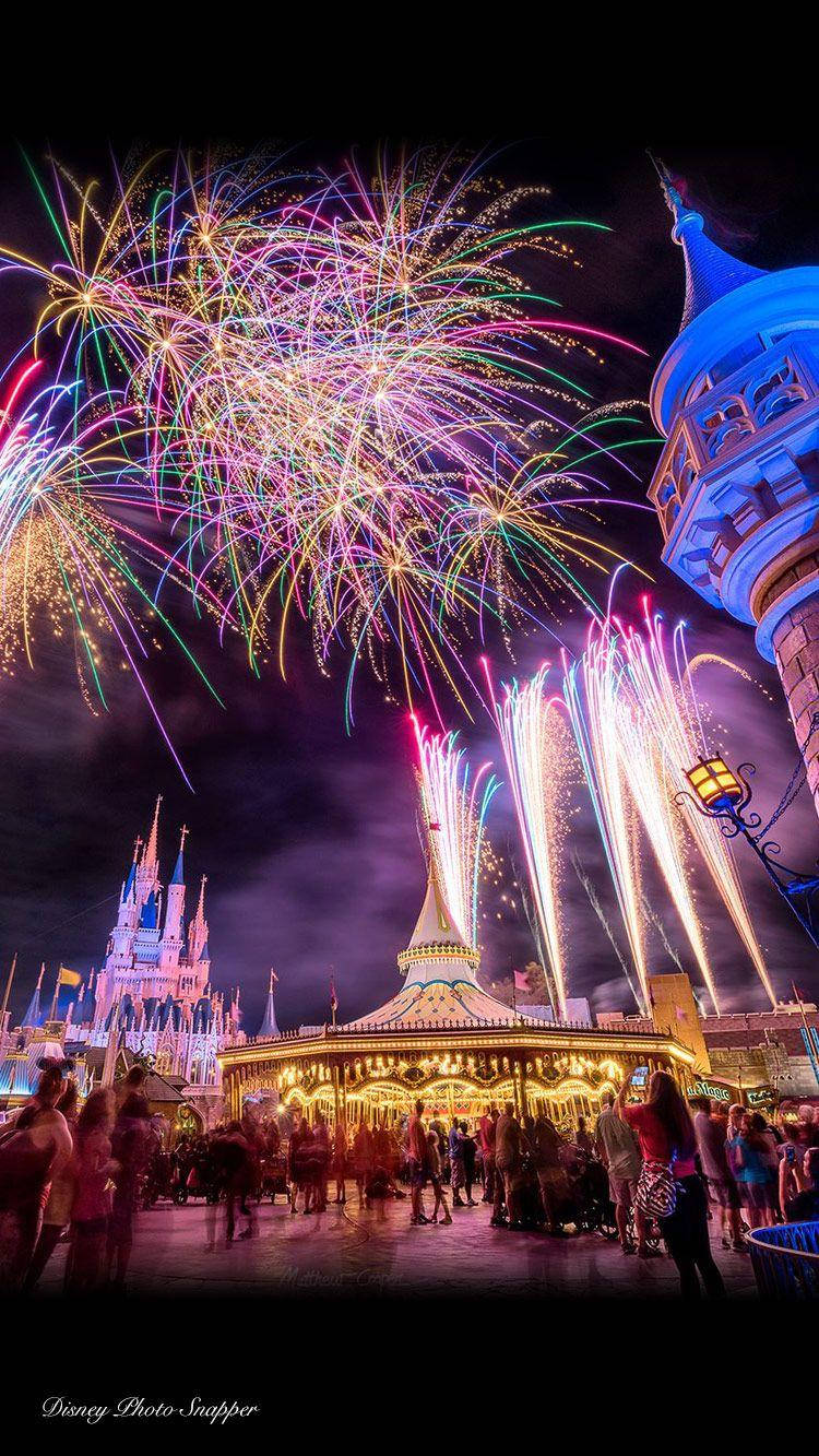 Walt Disney World, evening fireworks, castle, HD Phone Wallpaper