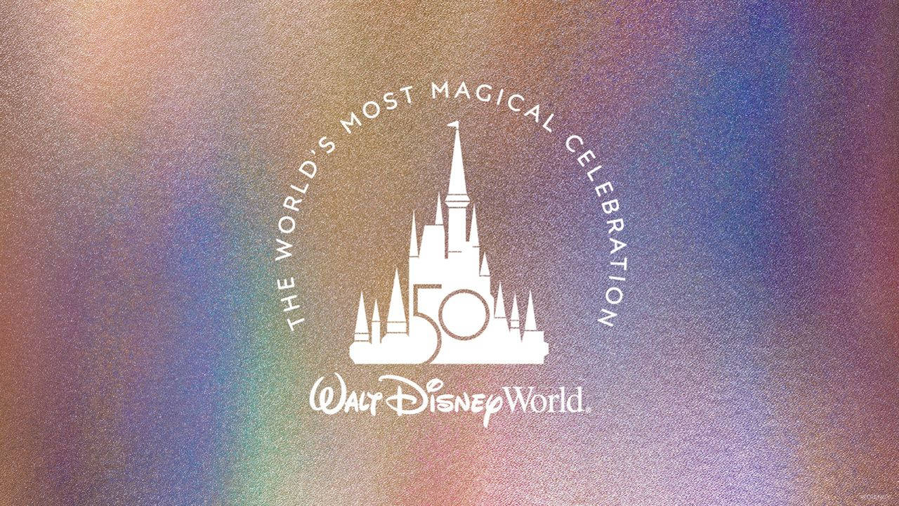 Walt Disney World, 50th anniversary logo, castle silhouette, HD Desktop Wallpaper