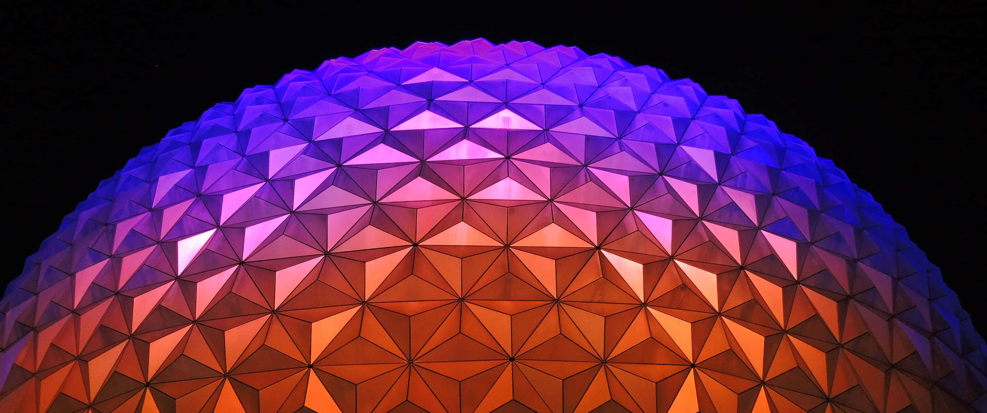 Disney World, geometric dome, purple to orange gradient, 2K Desktop Wallpaper