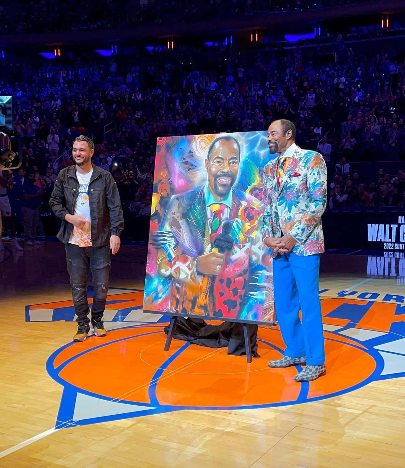 Walt Frazier, basketball court, vibrant colorful portrait, HD Phone Wallpaper