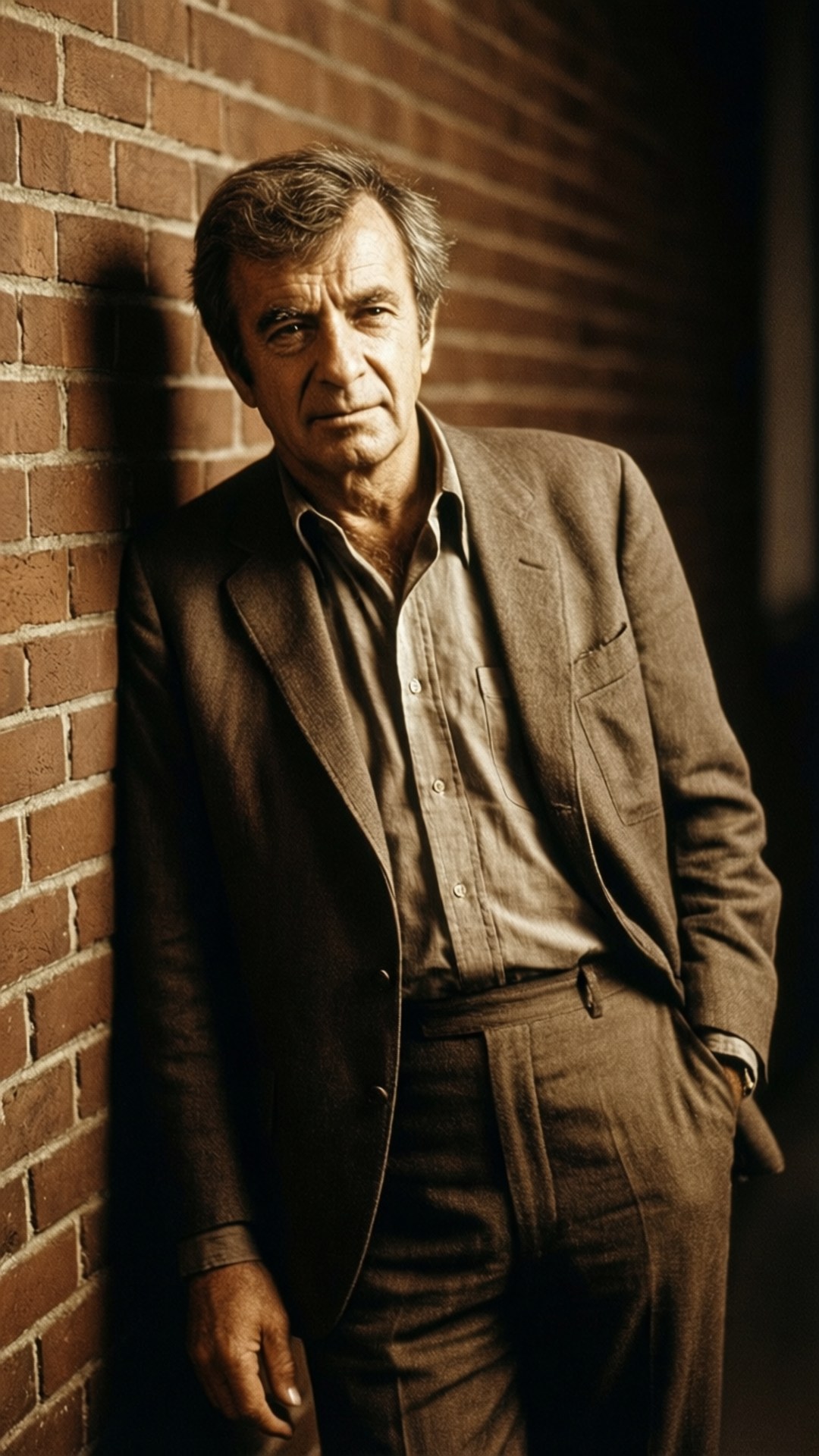 Walter Matthau, rumpled suit, sepia portrait, Full HD Phone Wallpaper