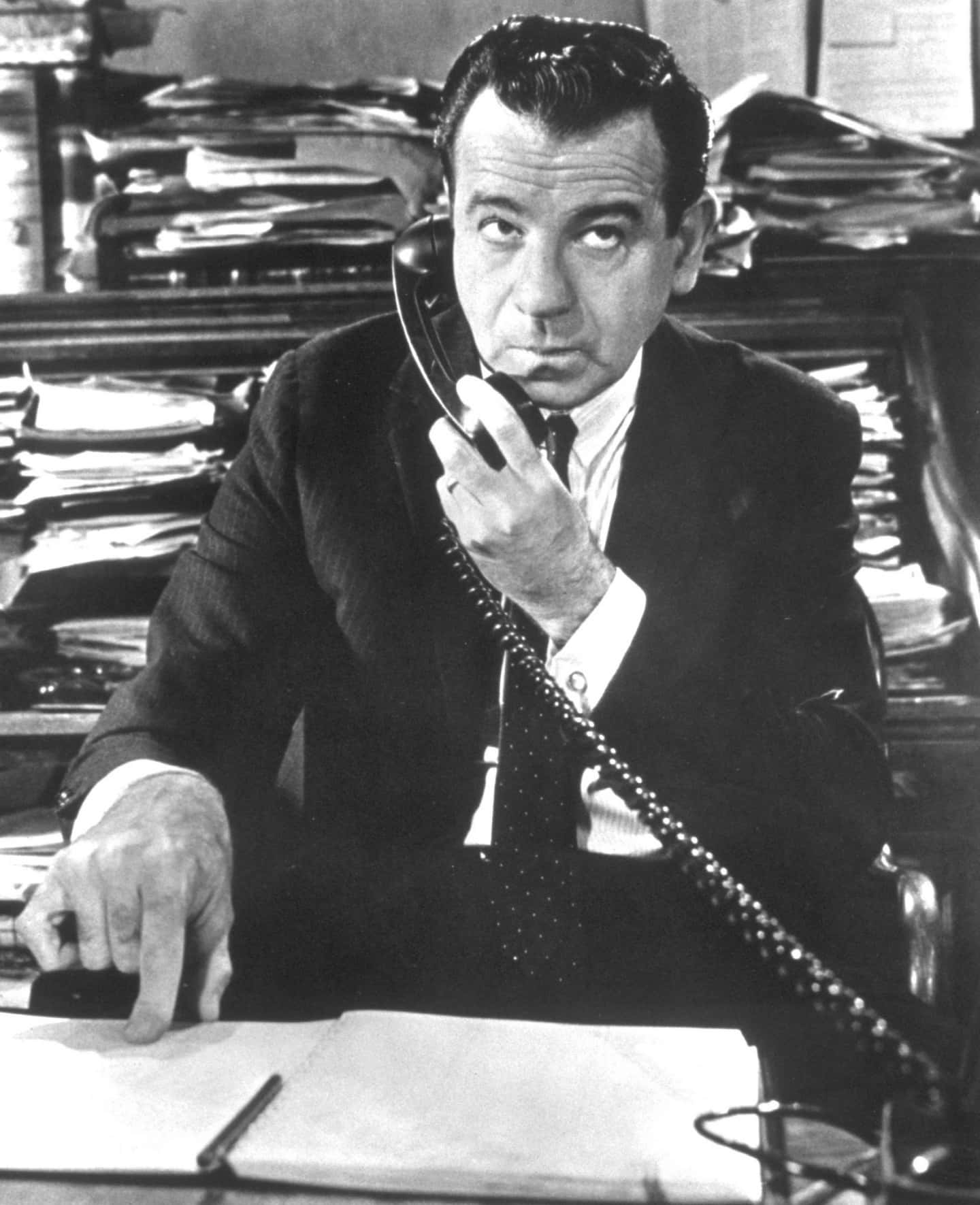 Walter Matthau, suit, cluttered desk, HD Phone Wallpaper