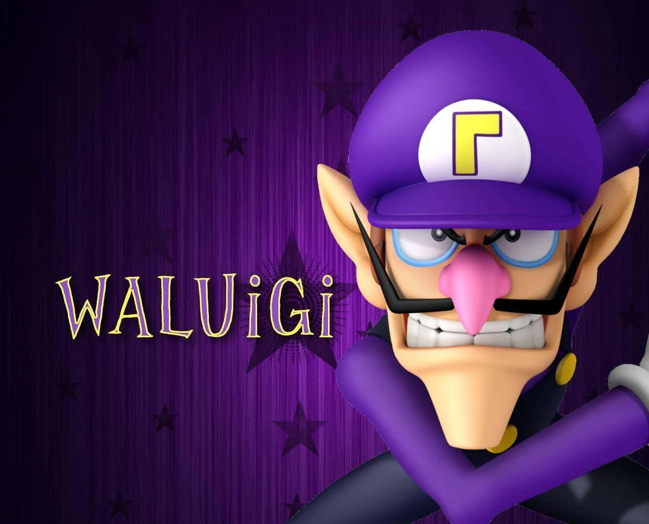 Waluigi, purple hat, yellow 'W', HD Desktop Wallpaper
