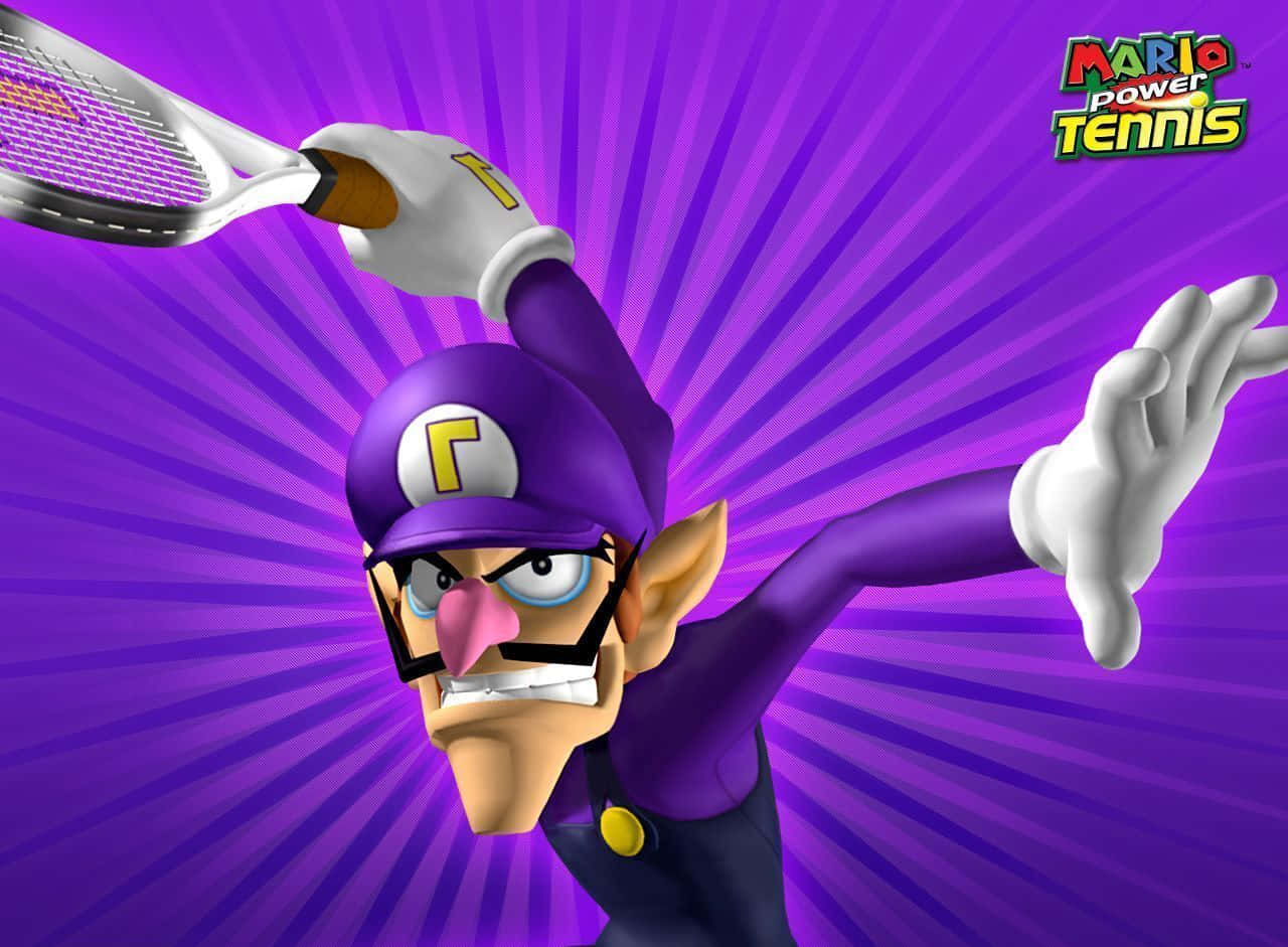 Waluigi, tennis racket, vibrant purple radial background, HD Desktop Wallpaper