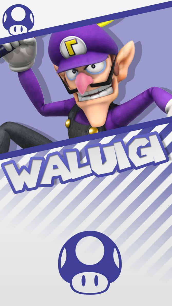 Waluigi, purple outfit, striped background, SD Phone Wallpaper