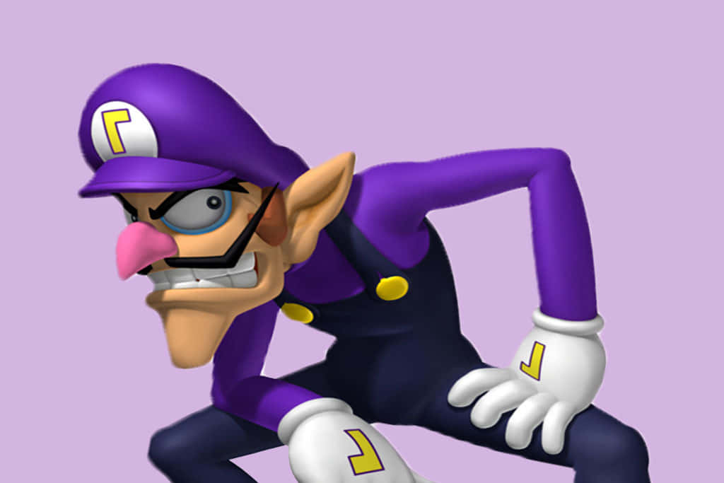 Waluigi, purple outfit, lavender background, SD Desktop Wallpaper