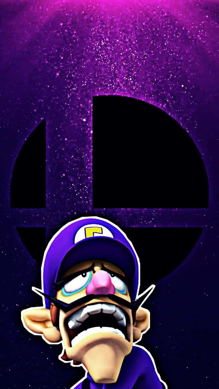 Waluigi, purple starry background, giant PlayStation logo, HD Phone Wallpaper