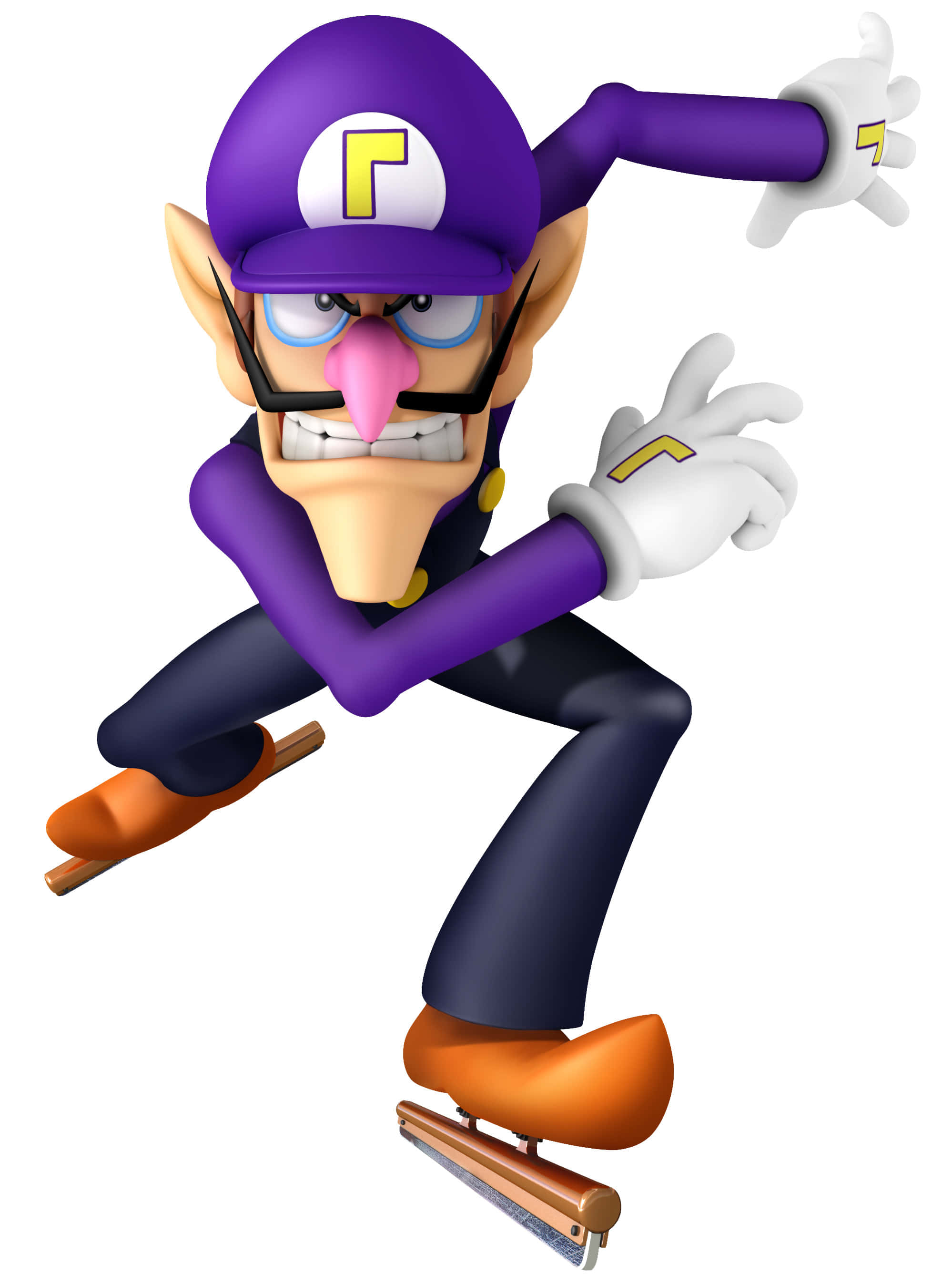 Waluigi, purple outfit, orange skates, 2K Phone Wallpaper