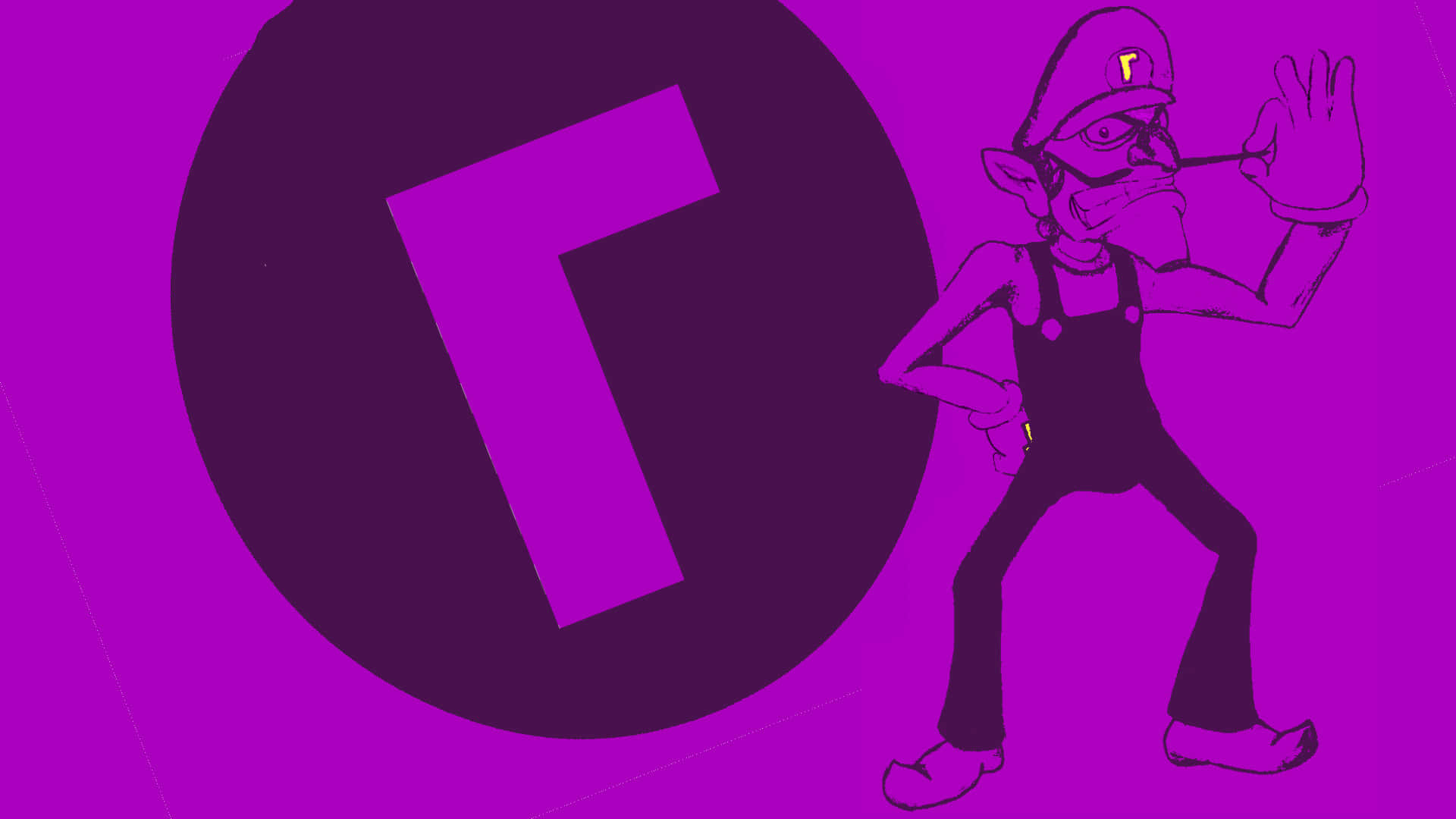 Waluigi, purple Luigi, large purple 'G' logo, Full HD Desktop Wallpaper