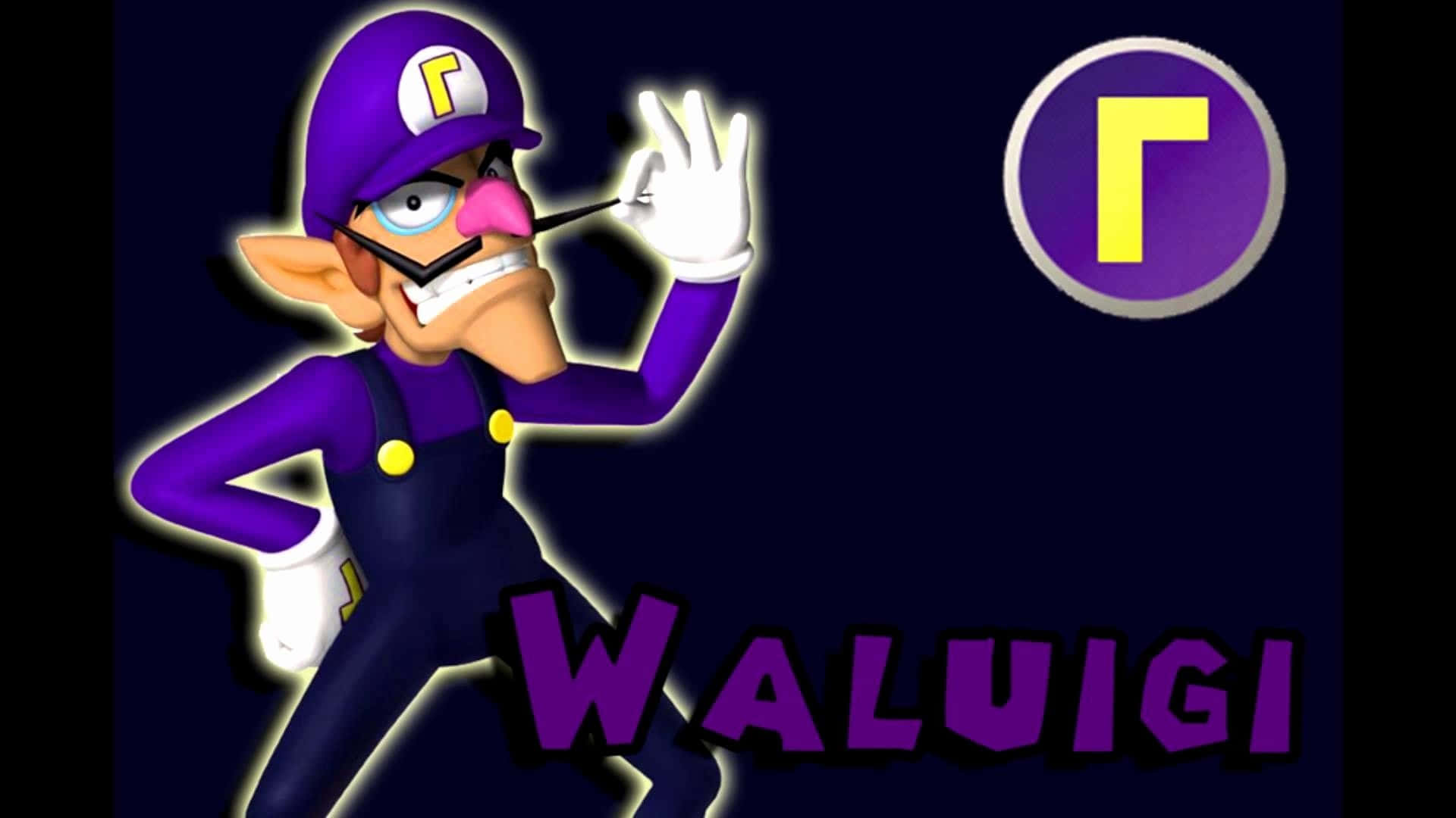 Waluigi, purple outfit, logo, Full HD Desktop Wallpaper