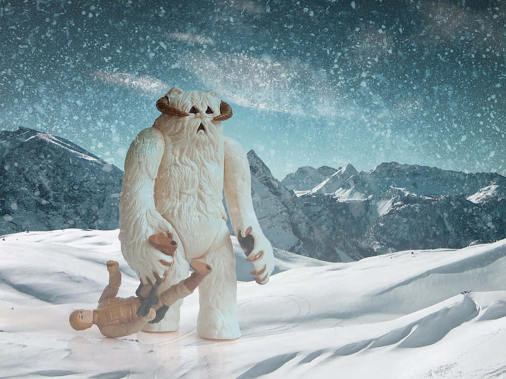 Wampa, white yeti, brown horns, SD Desktop Wallpaper