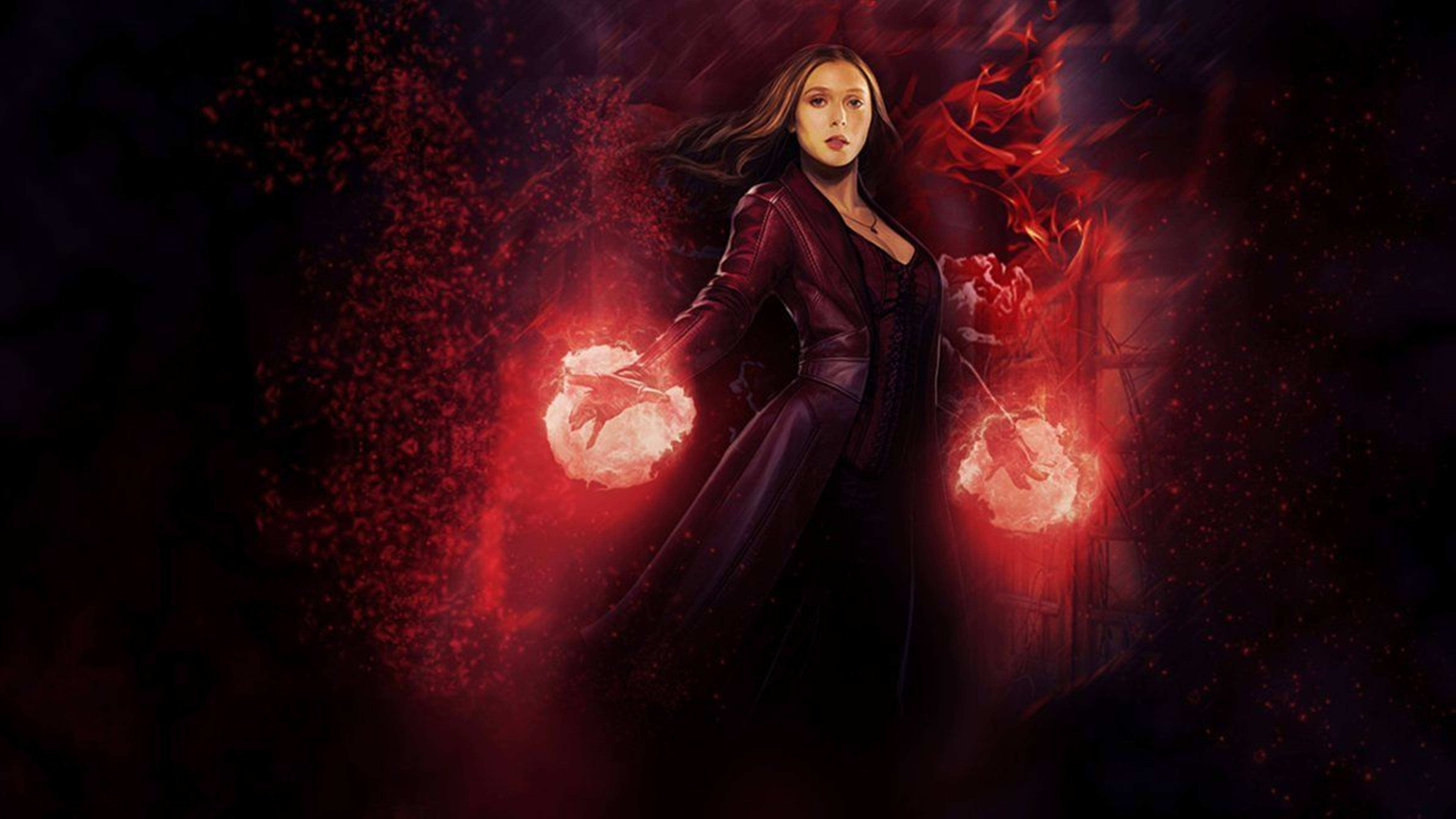 Wanda, energy blasts, glowing red magical energy, 5K Desktop Wallpaper