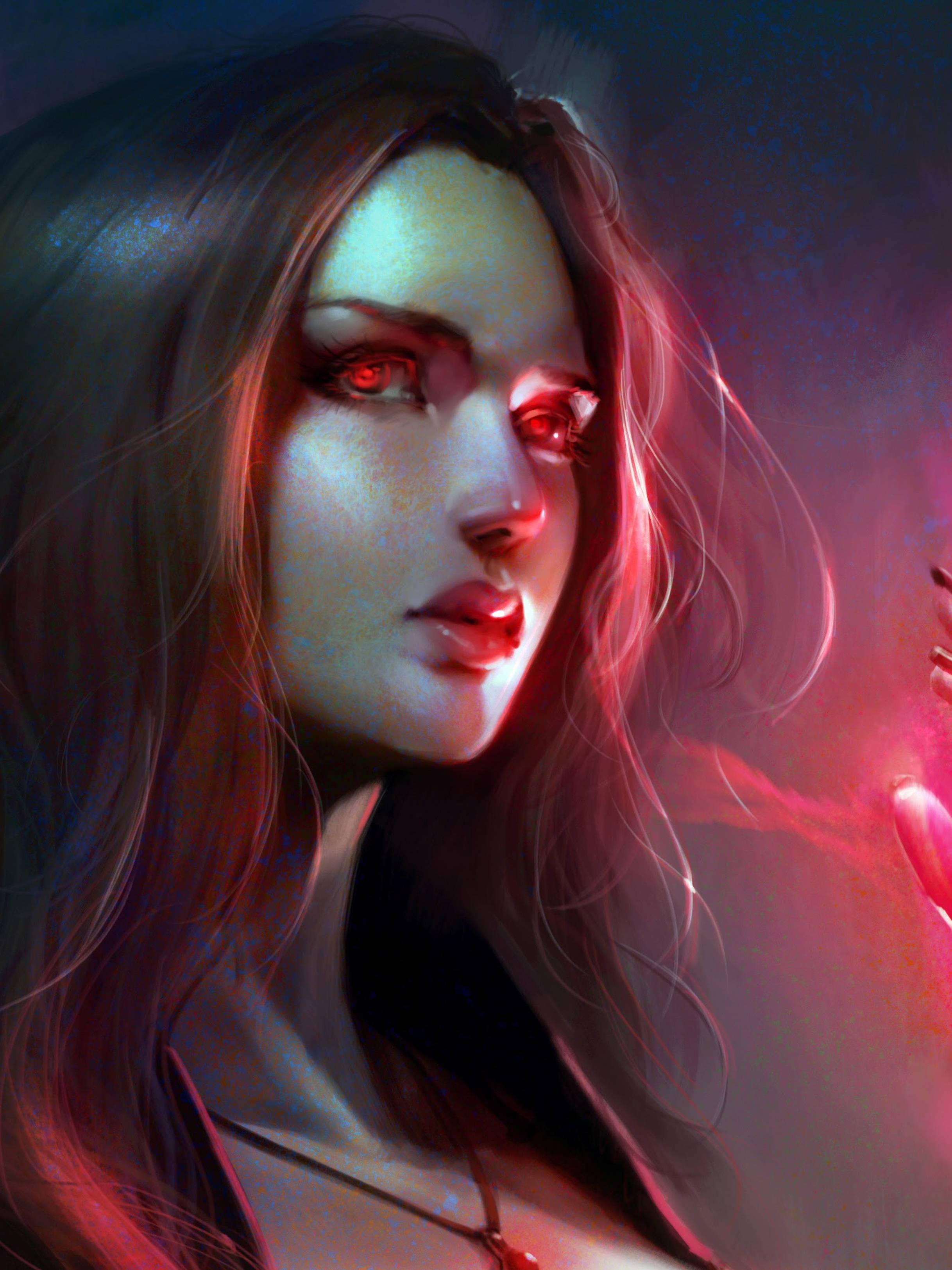 Wanda, 3D Digital Art, neon pink, 2K Phone Wallpaper