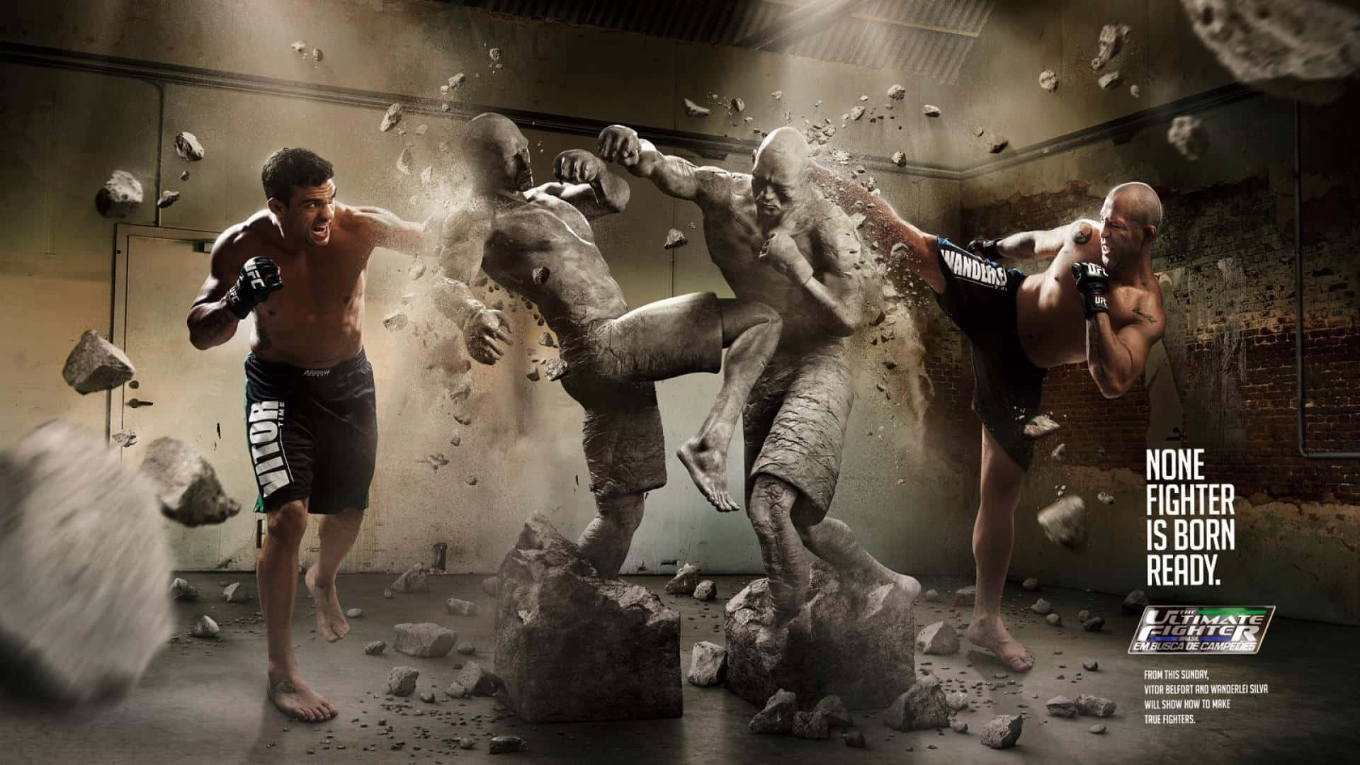 Wanderlei Silva, MMA fighters, gritty training room, Full HD Desktop Wallpaper