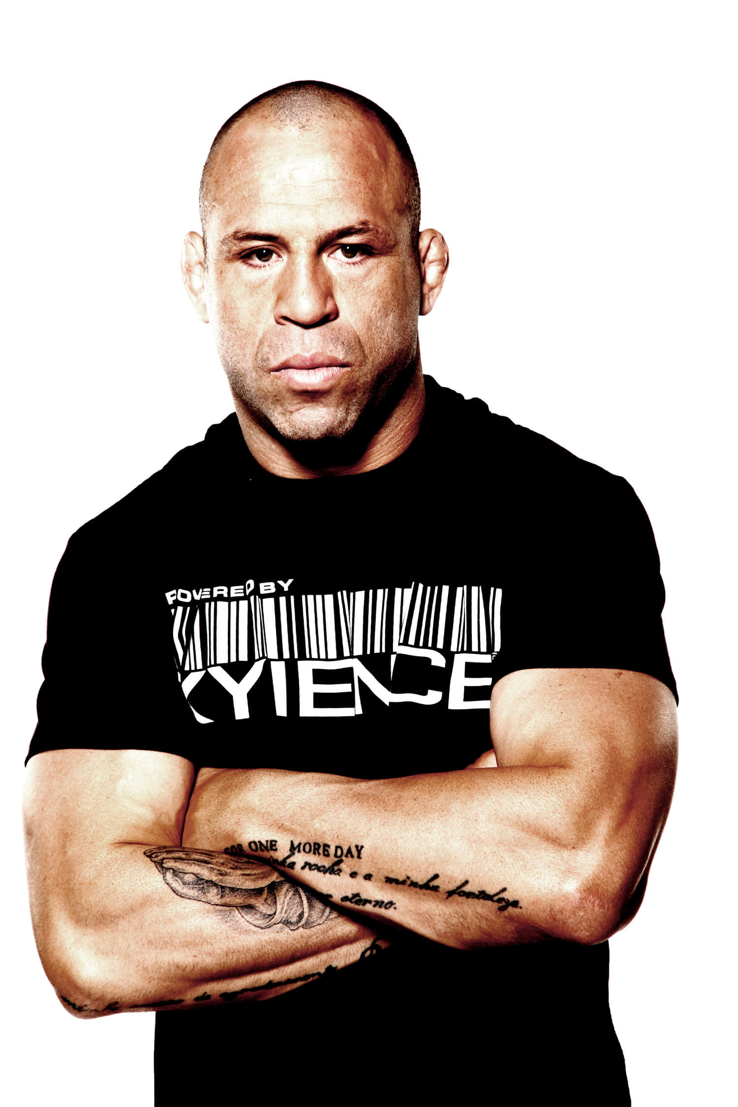 Wanderlei Silva, black tshirt, barcode logo, Full HD Phone Wallpaper